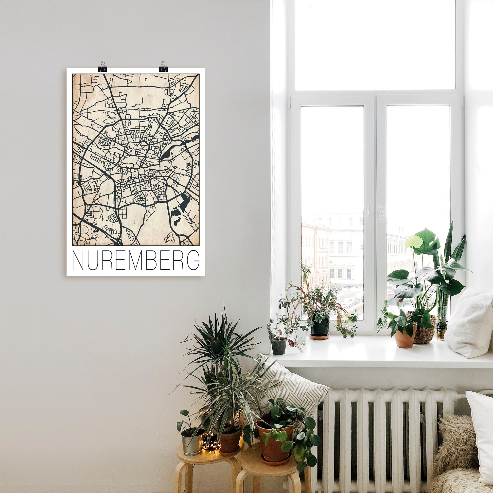 Artland Wandbild »Retro Karte Nürnberg Deutschland Grunge«, Deutschland, (1 St.), als Alubild, Leinwandbild, Wandaufkleber oder Poster in versch. Größen