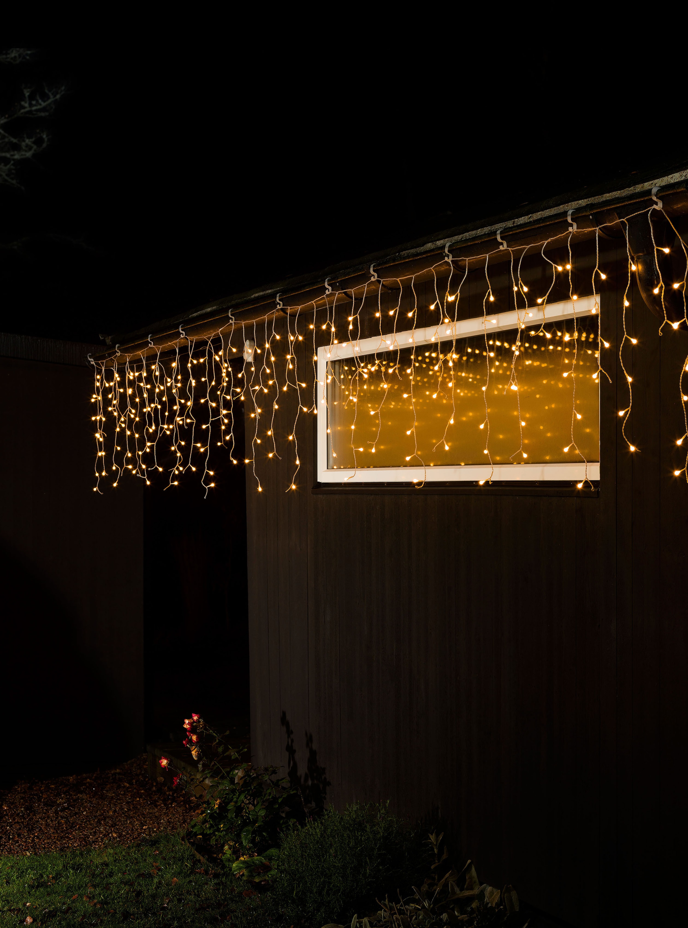 Online Eisregen LED im bernsteinfarbene 200 St.-flammig, Shop bestellen Diode KONSTSMIDE weißen LED-Lichtervorhang aussen«, mit OTTO 200 »Weihnachtsdeko Globes,