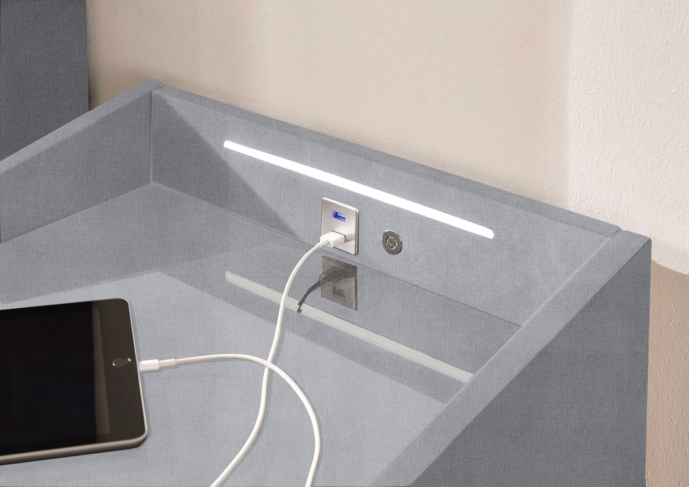 ED EXCITING DESIGN Nachtkonsole »Moon«, mit LED-Beleuchtung und USB-Anschluss & USB-C-Anschluss
