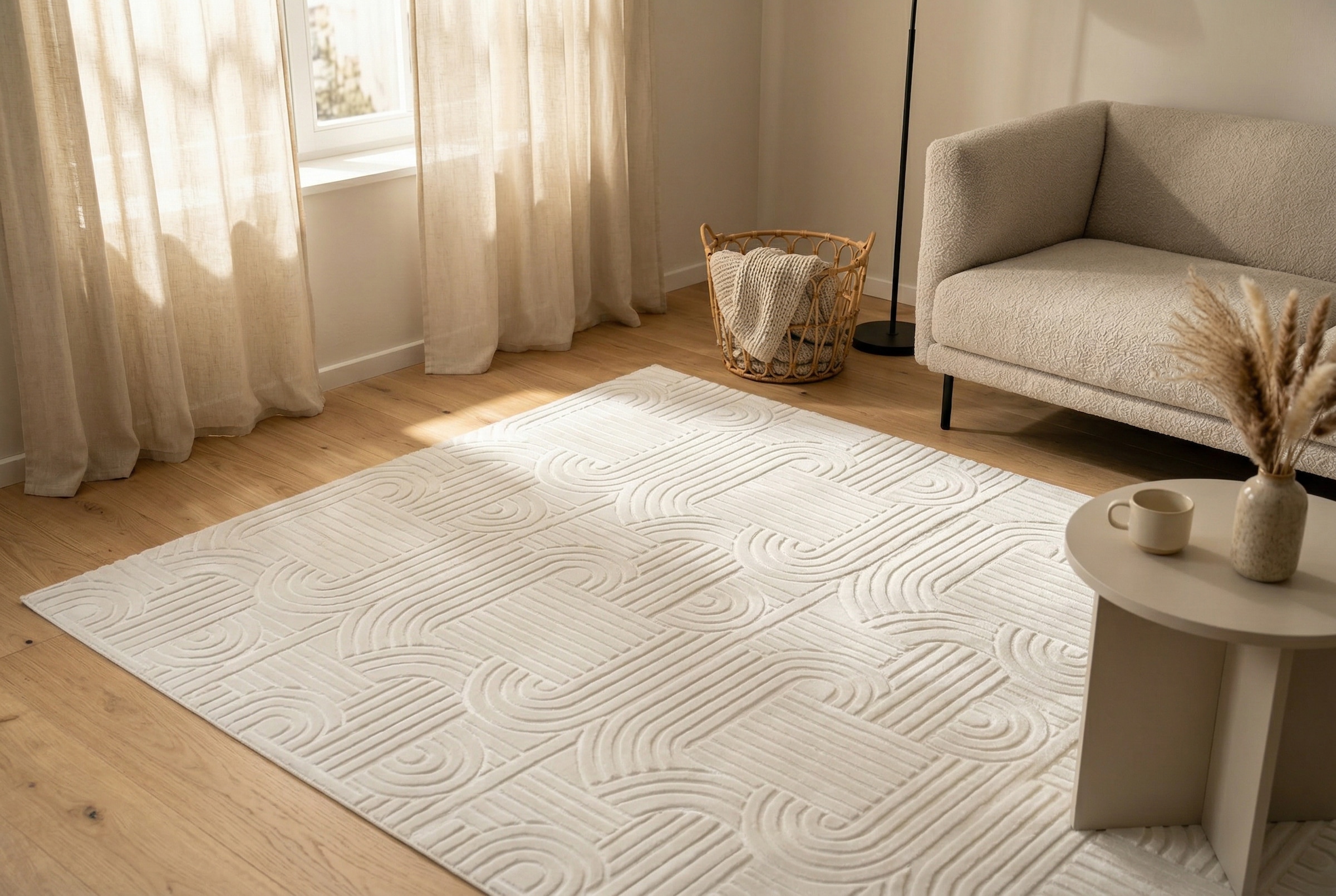 Kayoom Teppich »Calma 125« rechteckig 10 mm Höhe Kurzflor, 3-D Optik, Wohnzimmer