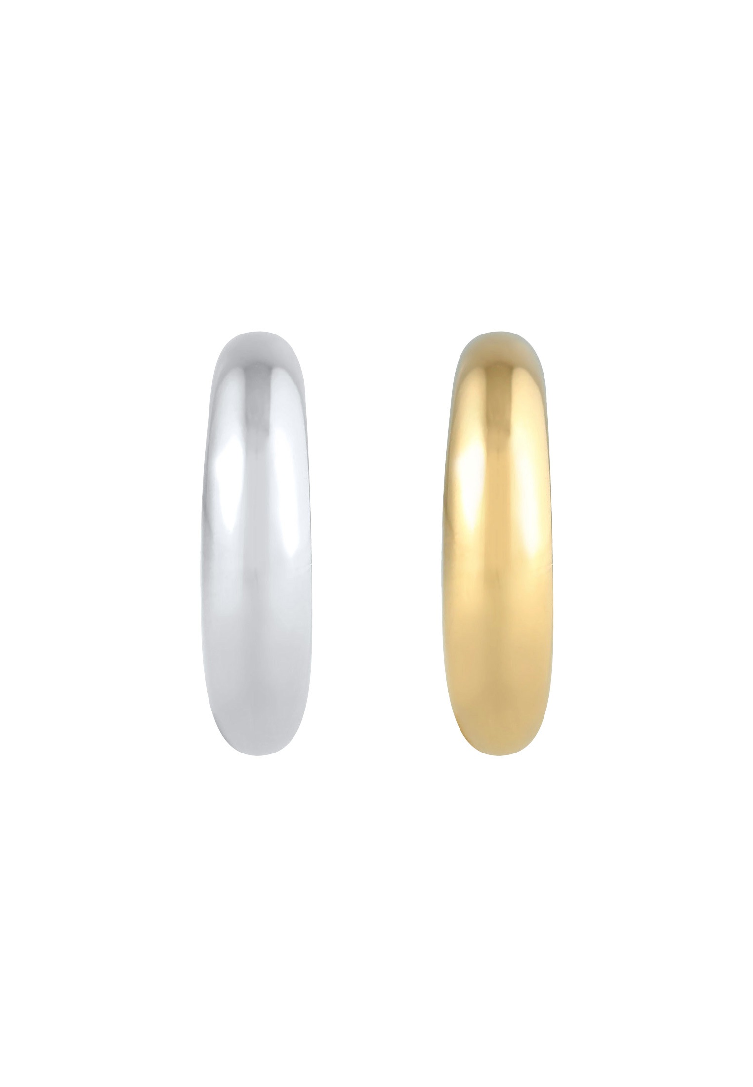 Elli Schmuckset »Ohrringe Earcuff Set Bi-Color Rund Gewölbt 925 Silber«
