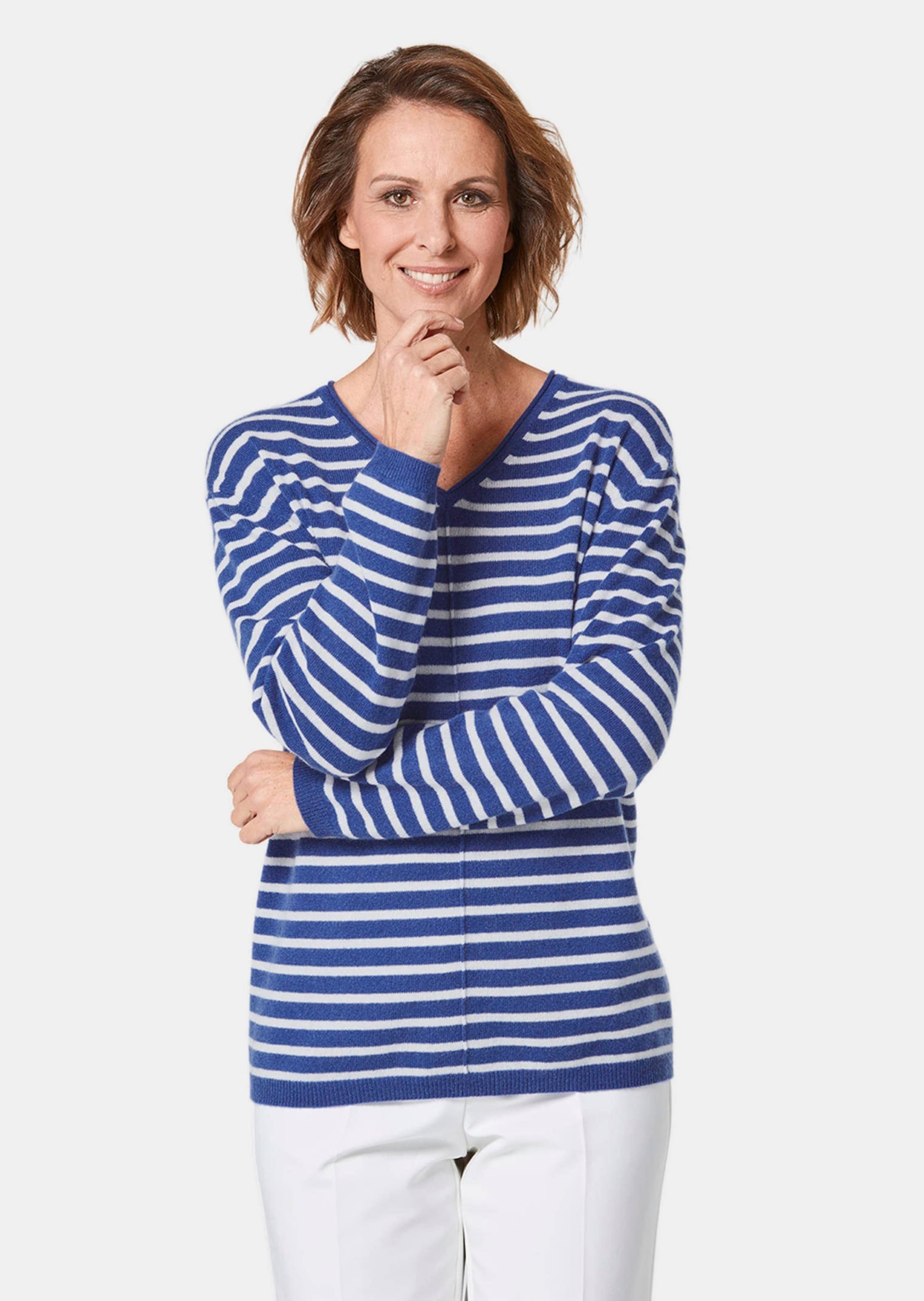 GOLDNER Strickpullover »Kurzgröße Kaschmirpullover mit V-Ausschnitt«