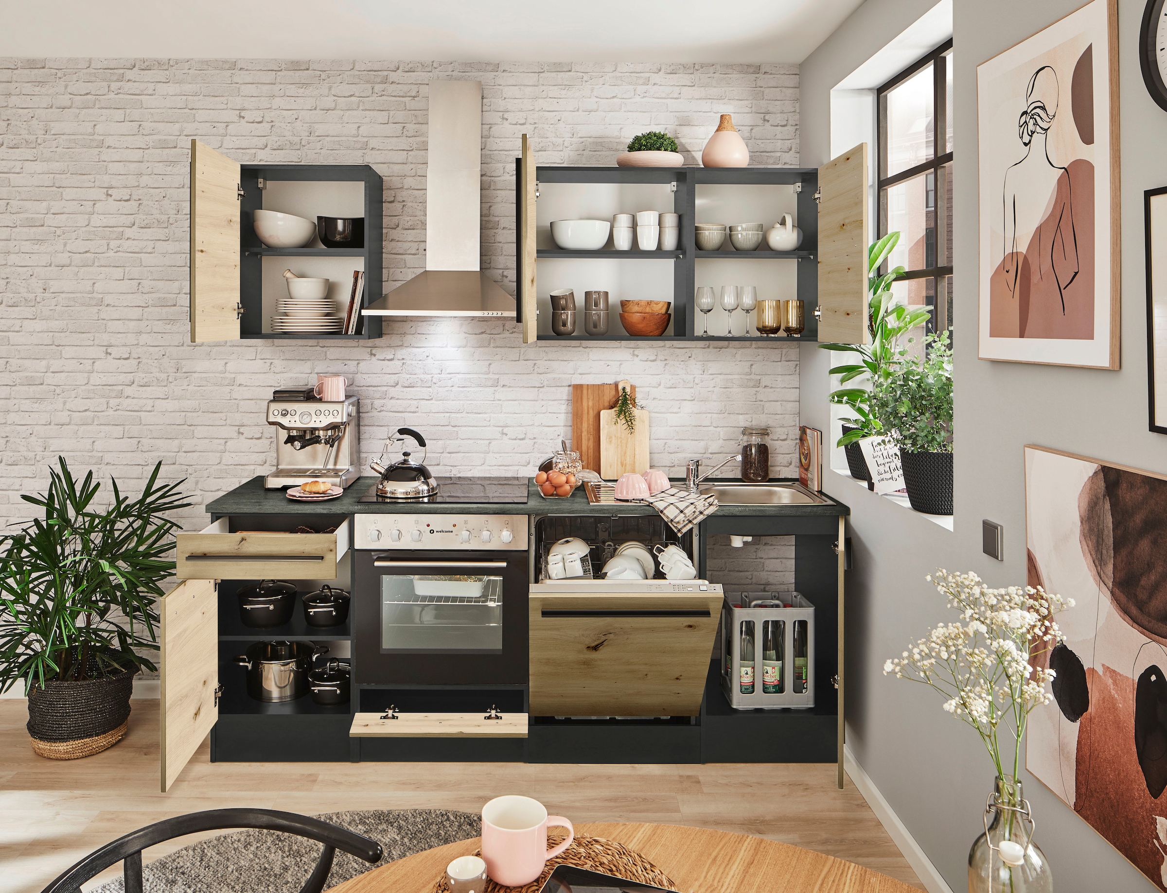 BASIC by Balculina Küchenzeile »Jazz« Breite 220 cm, wahlweise mit E-Geräten