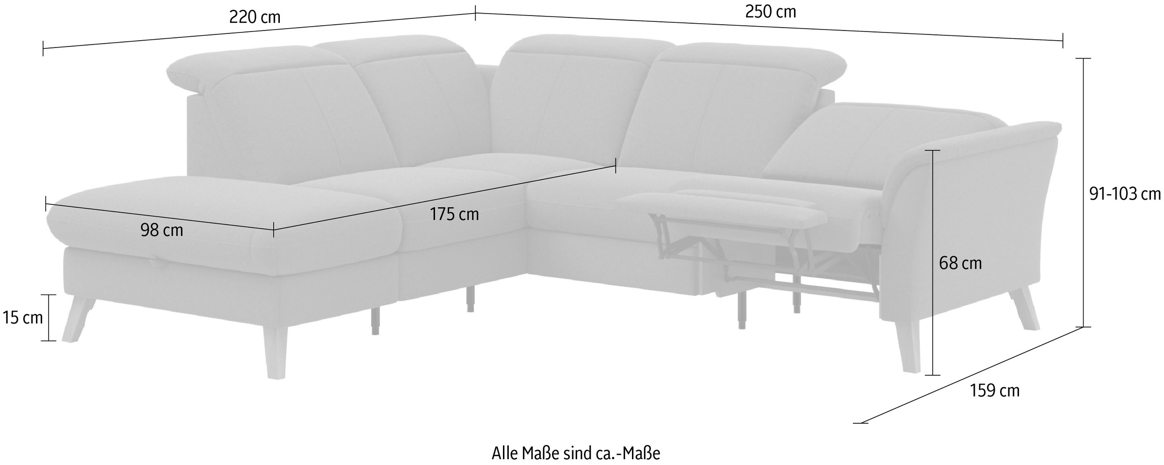 sit&more Ecksofa »Romero L-Form« wahlweise mit oder ohne TV-Funktion, Bettfunktion, Bettkasten