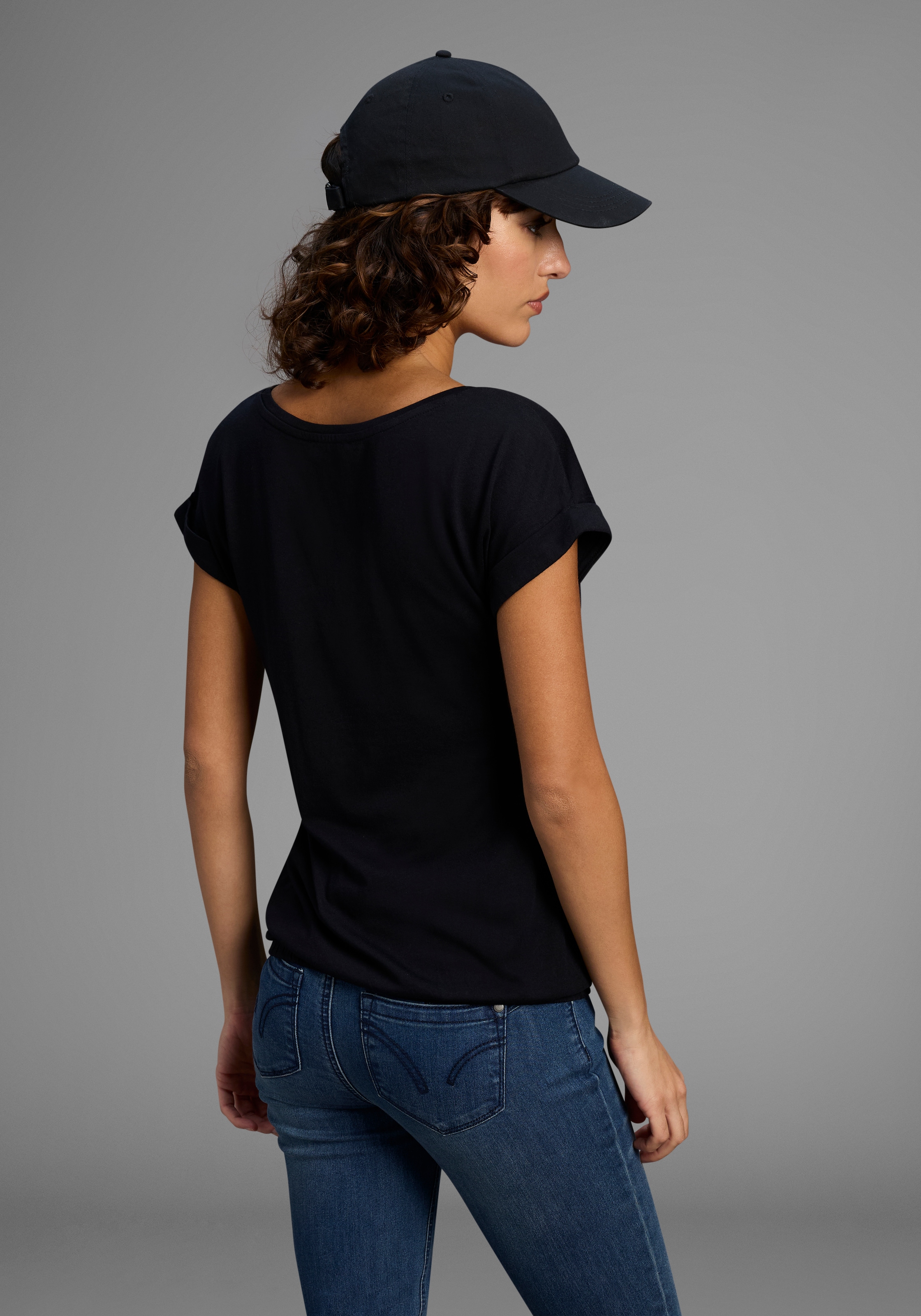 Flashlights T-Shirt, Kurzarm, Saum mit Gummibund, Rundhalsausschnitt