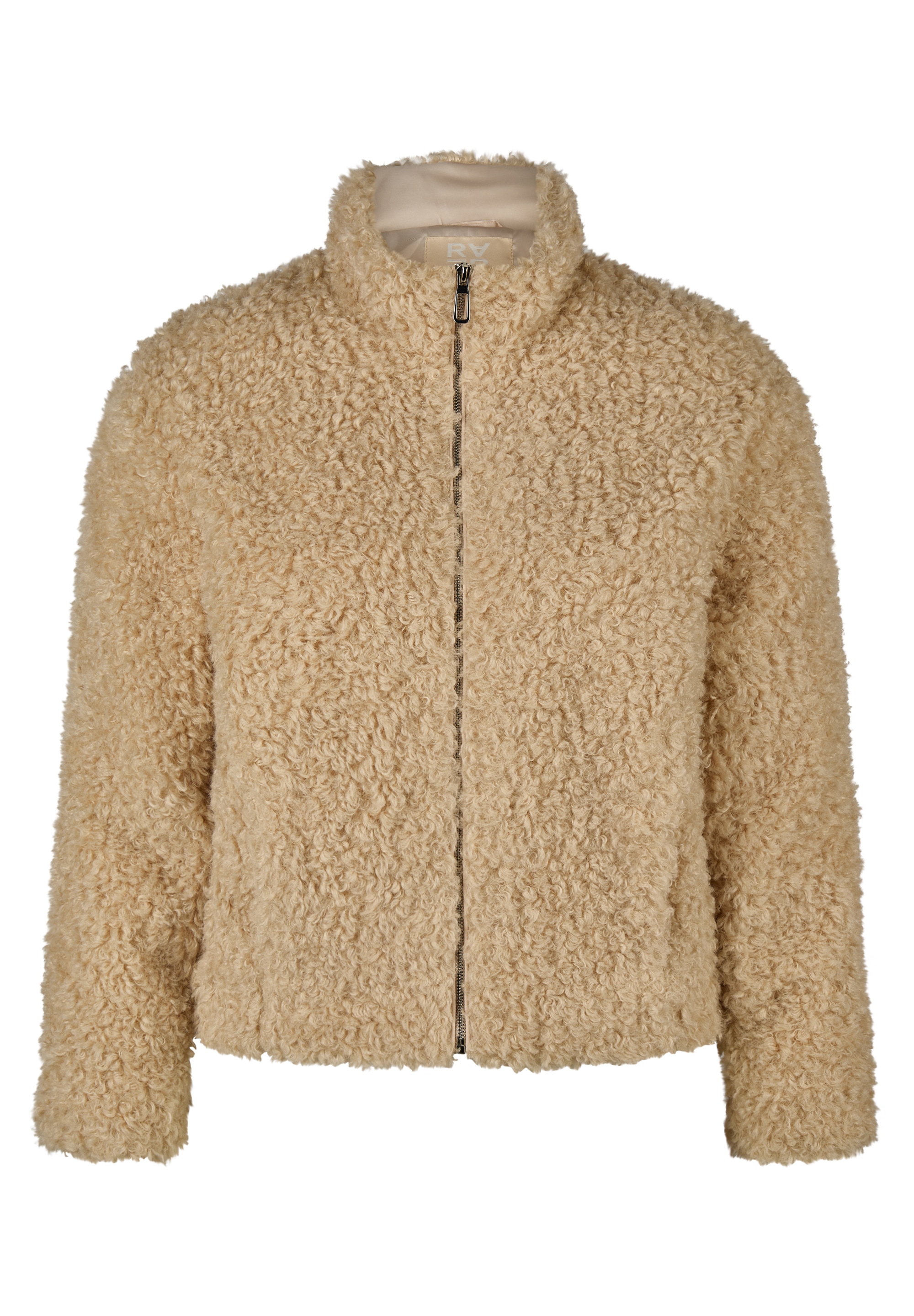 Rabe Fellimitatjacke ohne Kapuze im Teddyplüsch-Look und mit Stehkragen