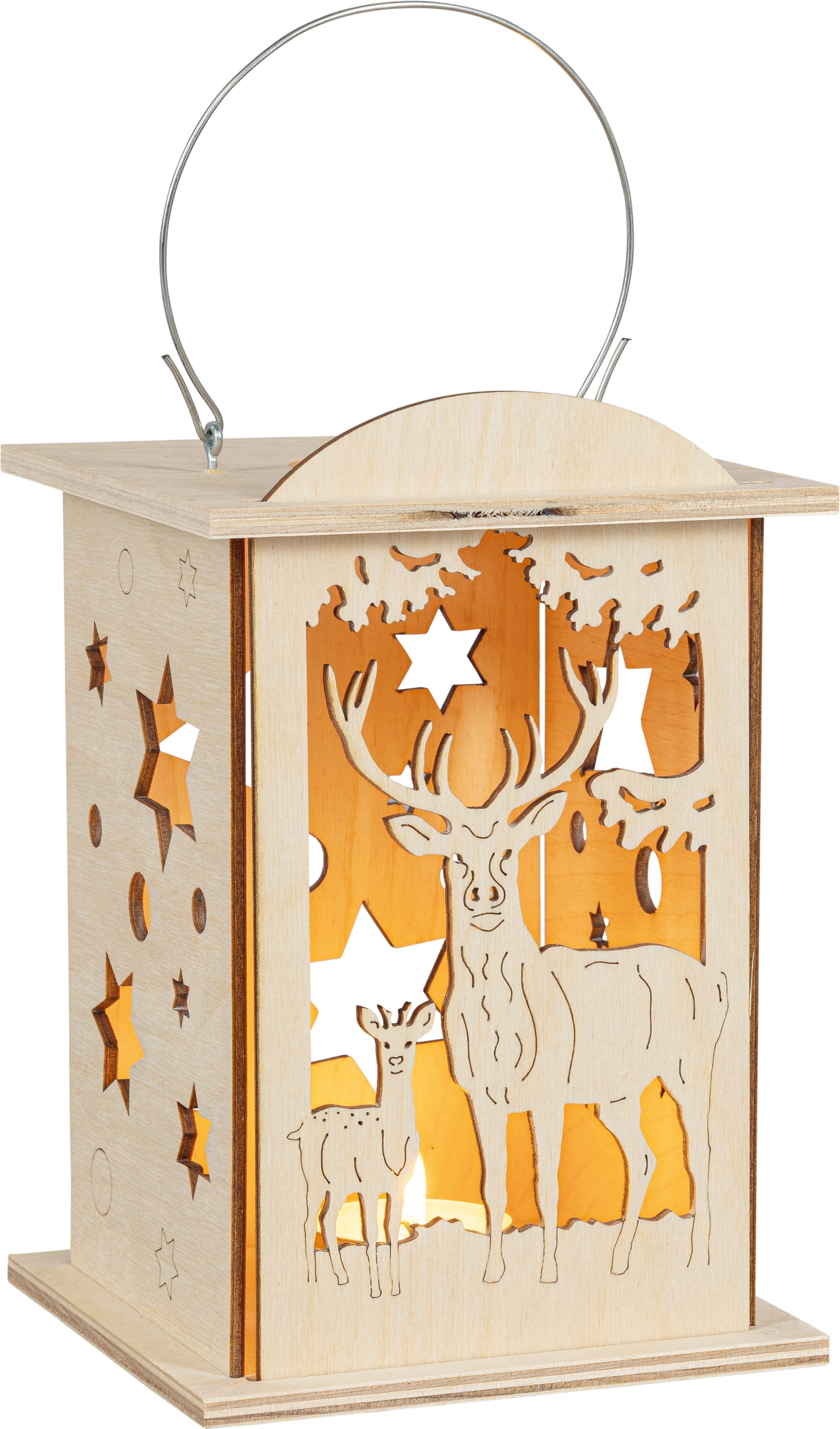 Saico Original LED Laterne »Wald, warmweiß für Batteriebetrieb« LED-Modul Nutzung mit Teelicht oder LED-Stripe, BxHxT: 16x12x12 cm, Größe Höhe: 12 cm