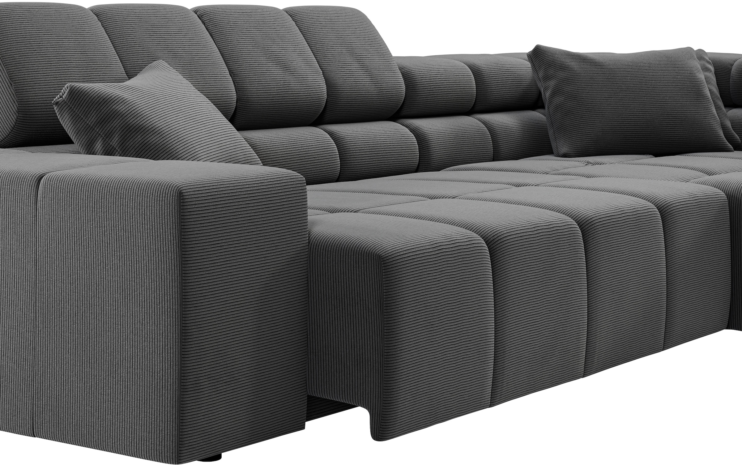 INOSIGN Ecksofa »Ancona incl. Kopfteilverstellung, Zierkissen Breite 319cm, L-Form«, wahlweise motorische Sitztiefenverstellung, auch in Cord + Easy Care