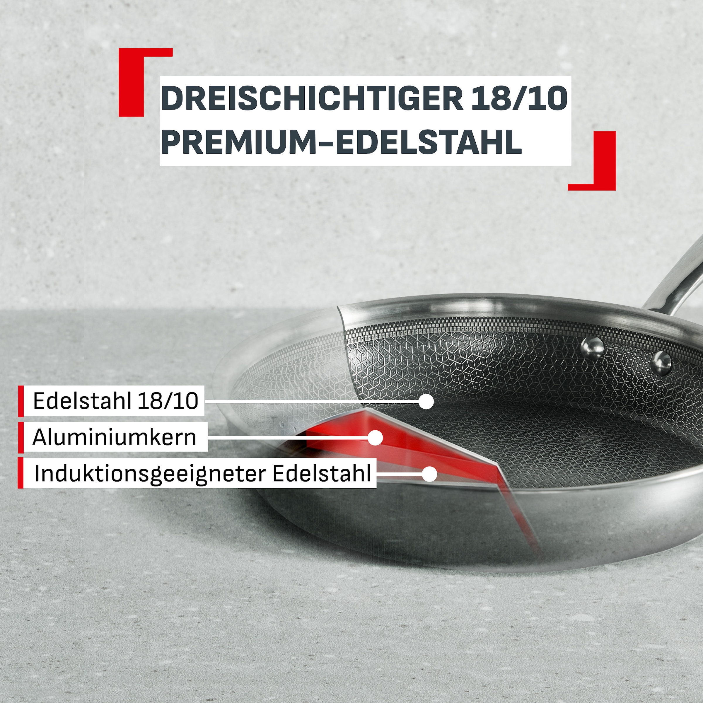 Tefal Wok »Master Mesh« Edelstahl 18/10 1 tlg. HybridMesh-Technologie, ultimatives Anbraten, tiefe Form