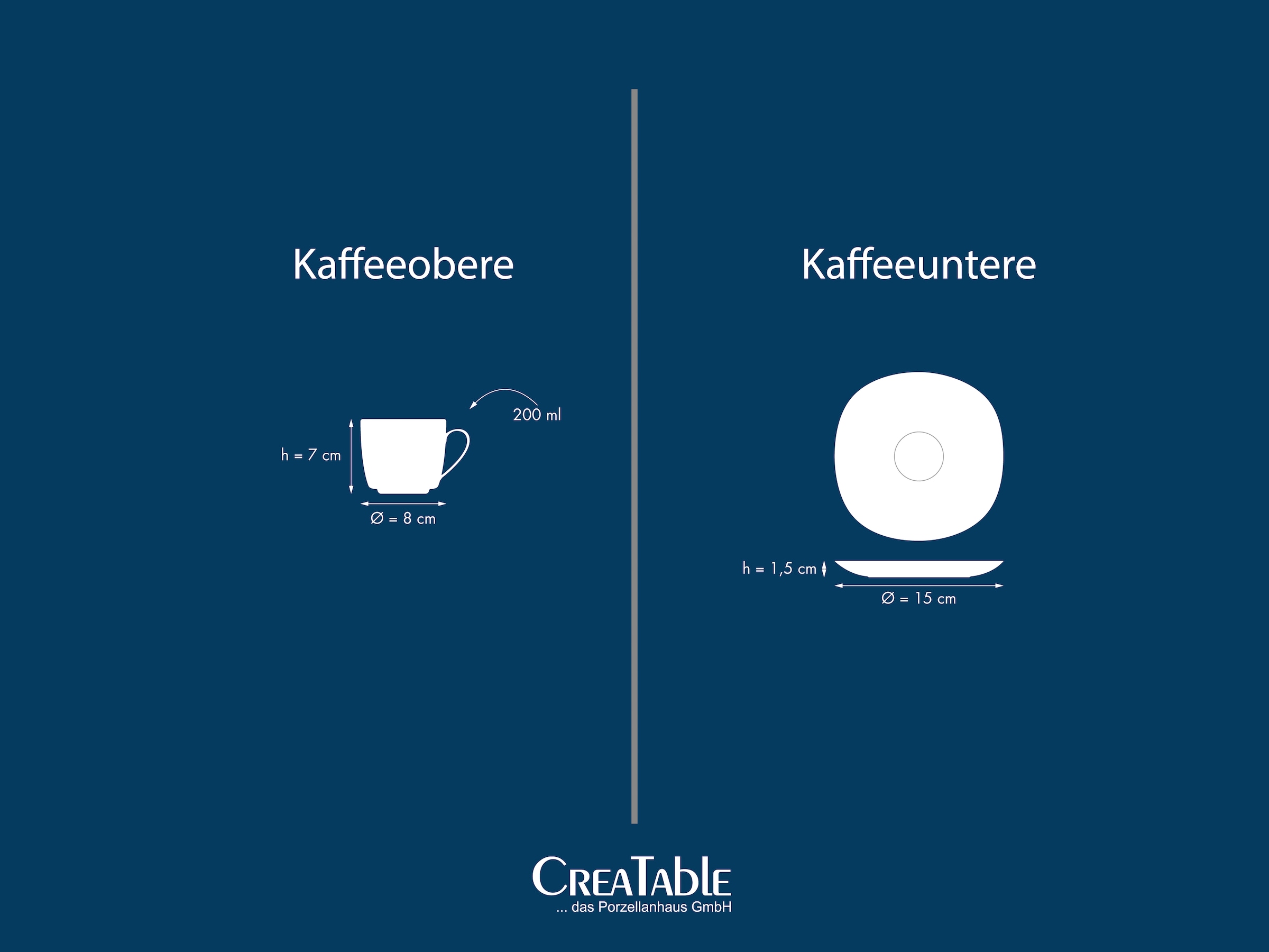 CreaTable Tasse »Square Weiss« 200 ml, 12-teilig