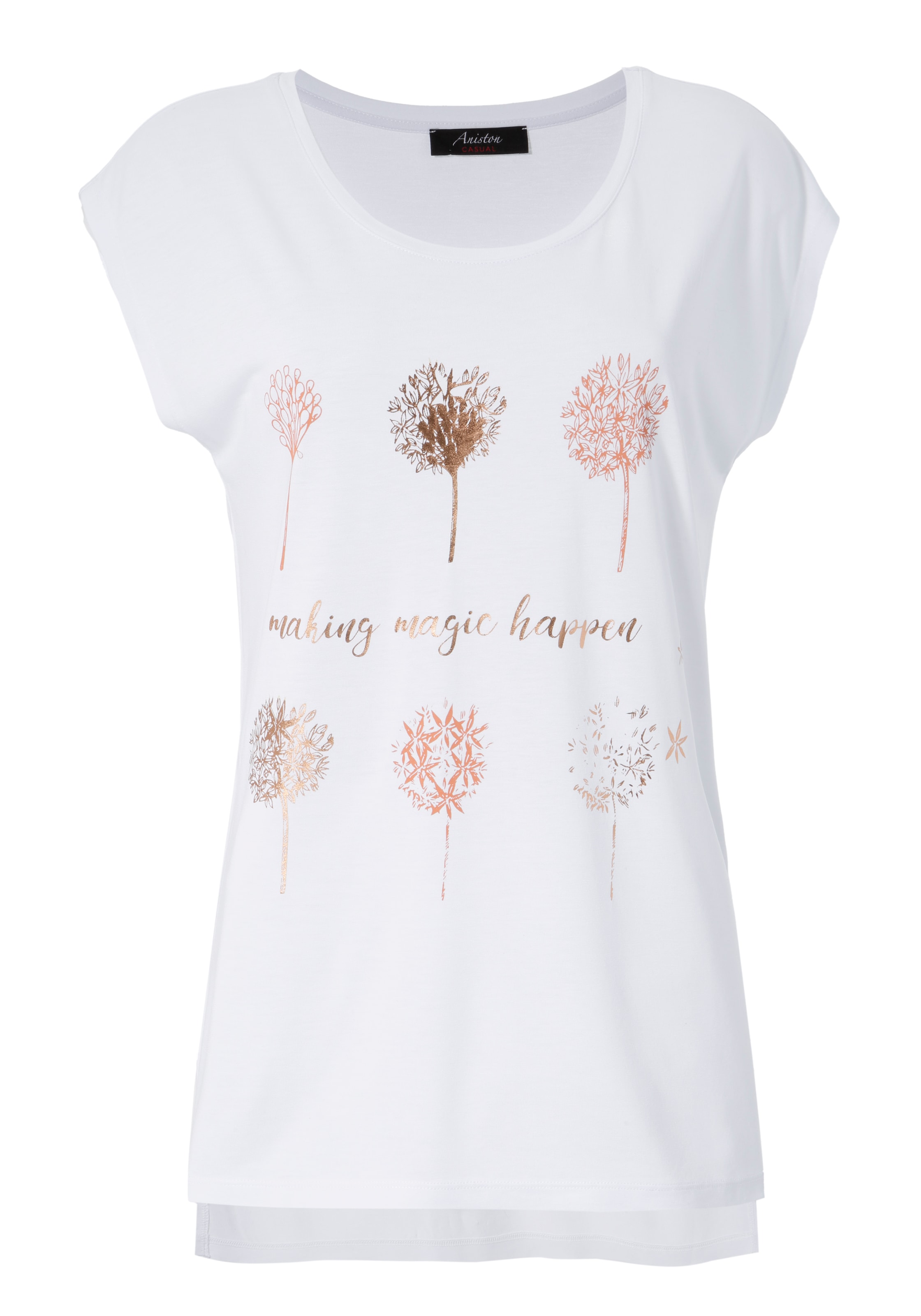 Aniston CASUAL T-Shirt, bei Frontdruck, Folienprint OTTO glitzernder teilweise online mit