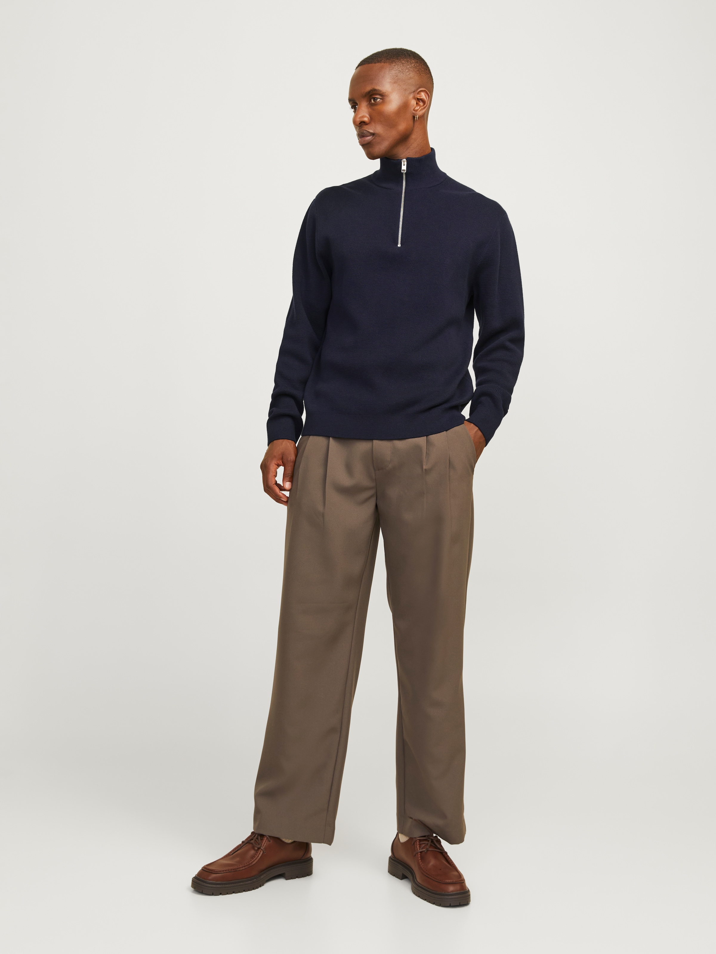 Jack & Jones Troyer »JPRBLAMILANO STITCH KNIT HALF ZIP SN«, mit kurzem Reißverschluss