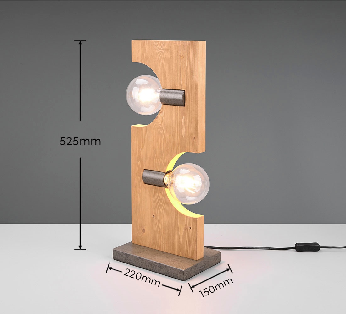 TRIO Leuchten Tischlampe »Tailor«, Holz naturbelassen, für Leuchtmittel 2 x E27