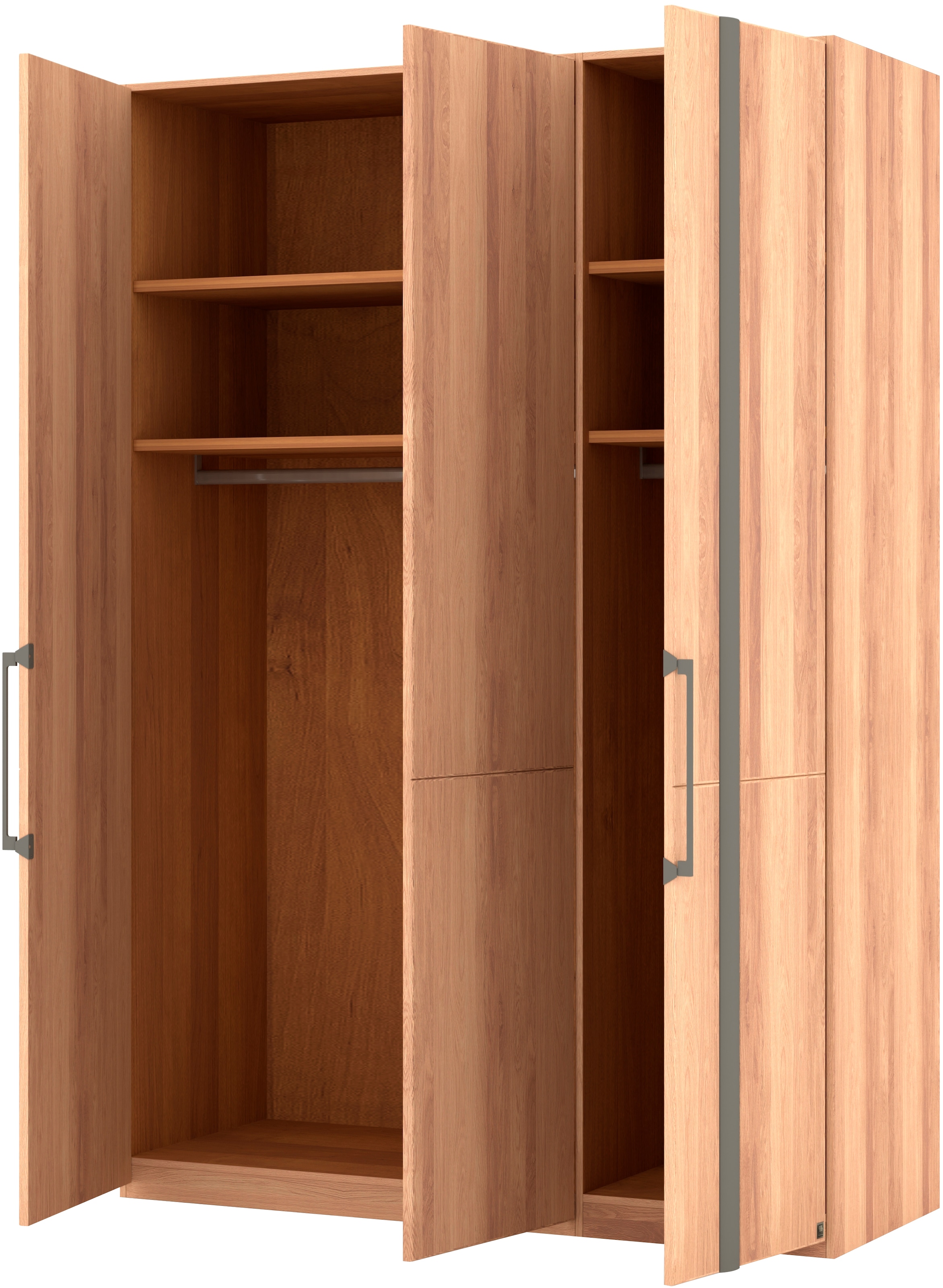 Musterring Drehtürenschrank »Sorrent, Kleiderschrank, teilmassiv Eiche«, (mit Türdämpfern, in 5 Breiten & 2 Höhen, extra Böden, MADE IN GERMANY), Türen in Eiche massiv mit Absetzung in Schiefer, verschiedene Maße