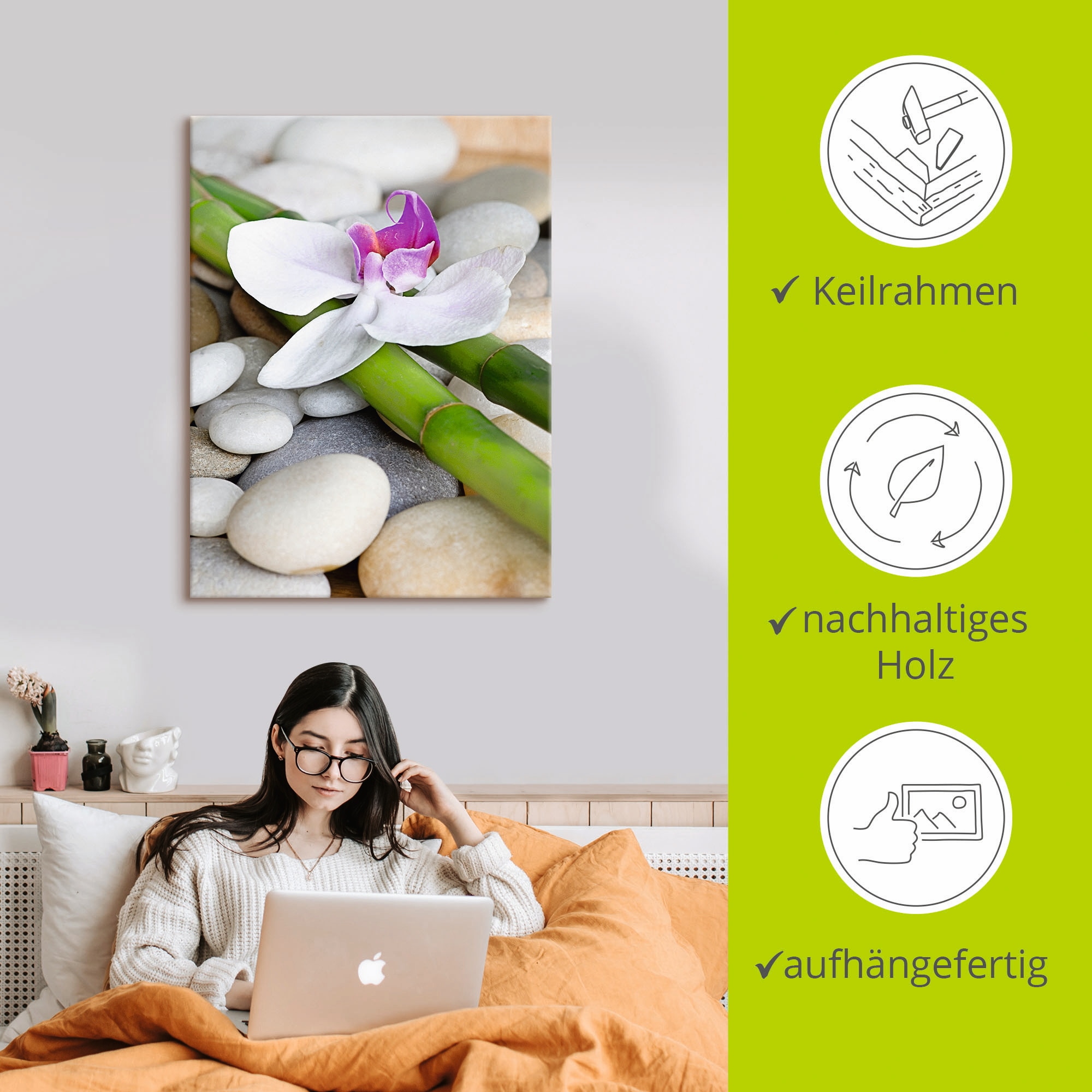 Artland Leinwandbild »Zen Orchidee« Zen 1 Stk. tlg. auf Holzrahmen gespannt