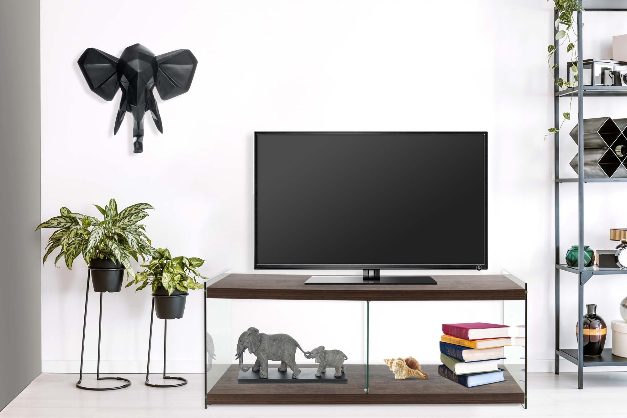 Kayoom TV-Schrank »TV-Tisch Elementary, eckige Form, viel Ablagefläche«, (1 St.), TV-Tisch, gehärtetes Glas, pflegeleicht