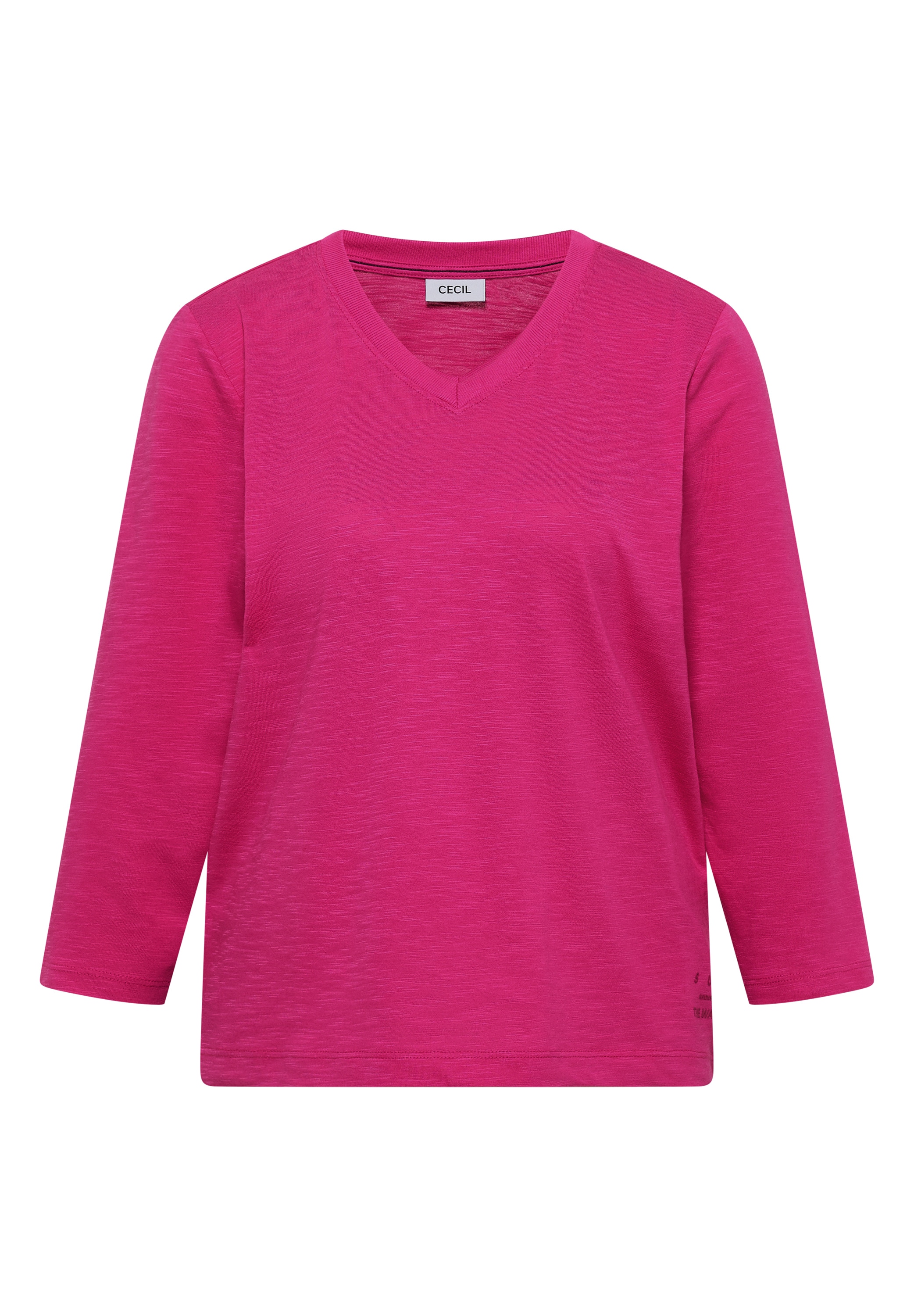 Cecil V-Shirt 3/4-Arm Shirt in Unifarbe mit V-Neck