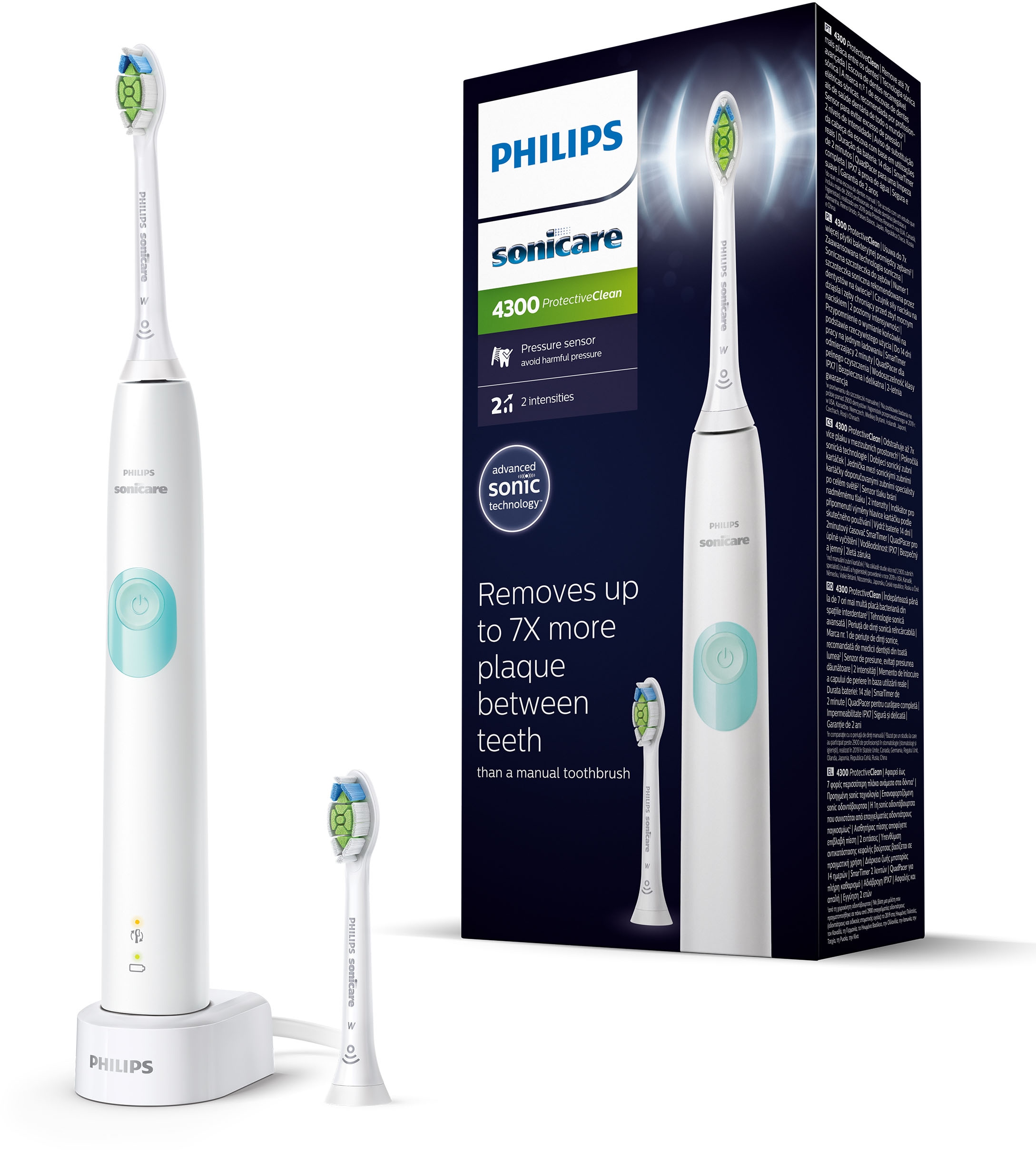 Philips Sonicare Elektrische Zahnbürste »HX6807/51«, 2 St. Aufsteckbürsten, ProtectiveClean 4300 mit Schalltechnologie, inkl. Clean Putzprogramm