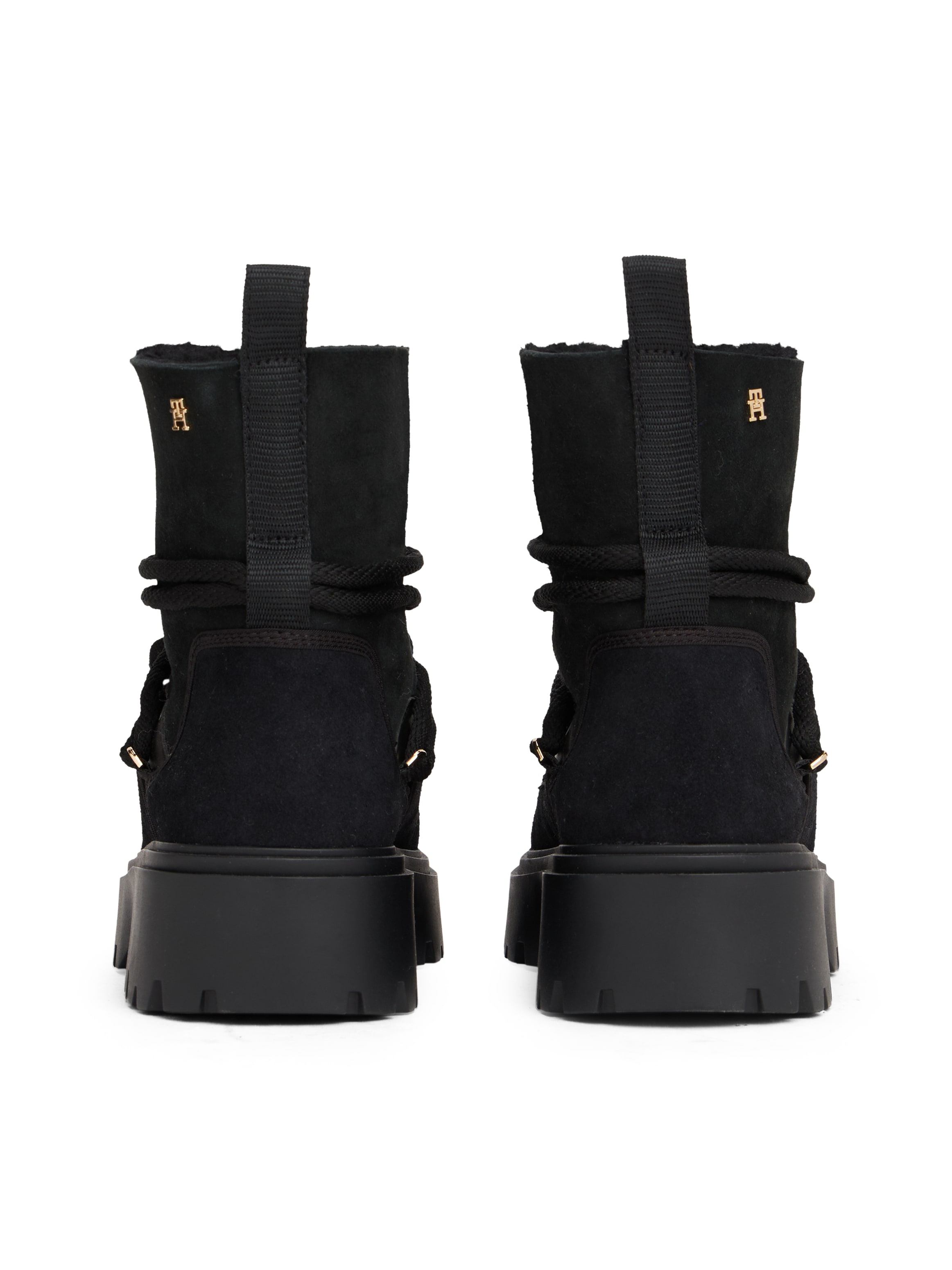 Tommy Hilfiger Winterboots »REAL SHEARLING LACEUP SNOWBOOT«  , Blockabsatz, Plateau, Schnürboots mit aufgesetzter Schnürung