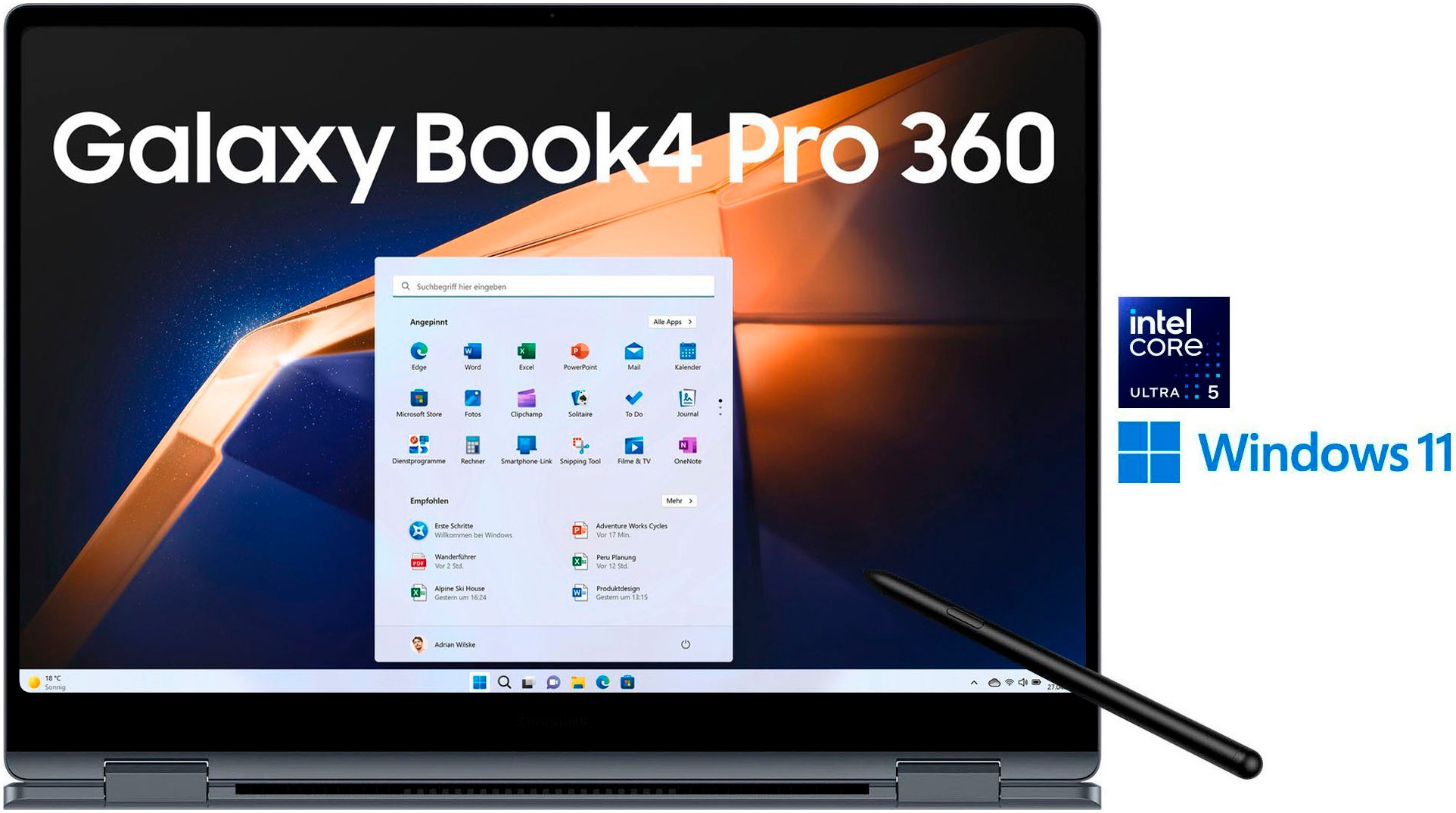 Samsung Convertible Notebook »NP960Q Galaxy Book4 Pro 360 16''«, 40,6 cm, / 16 Zoll, Intel, Core Ultra 5, 512 GB SSD, Intel Core Ultra 5 Prozessor, 16 GB + 512 GB