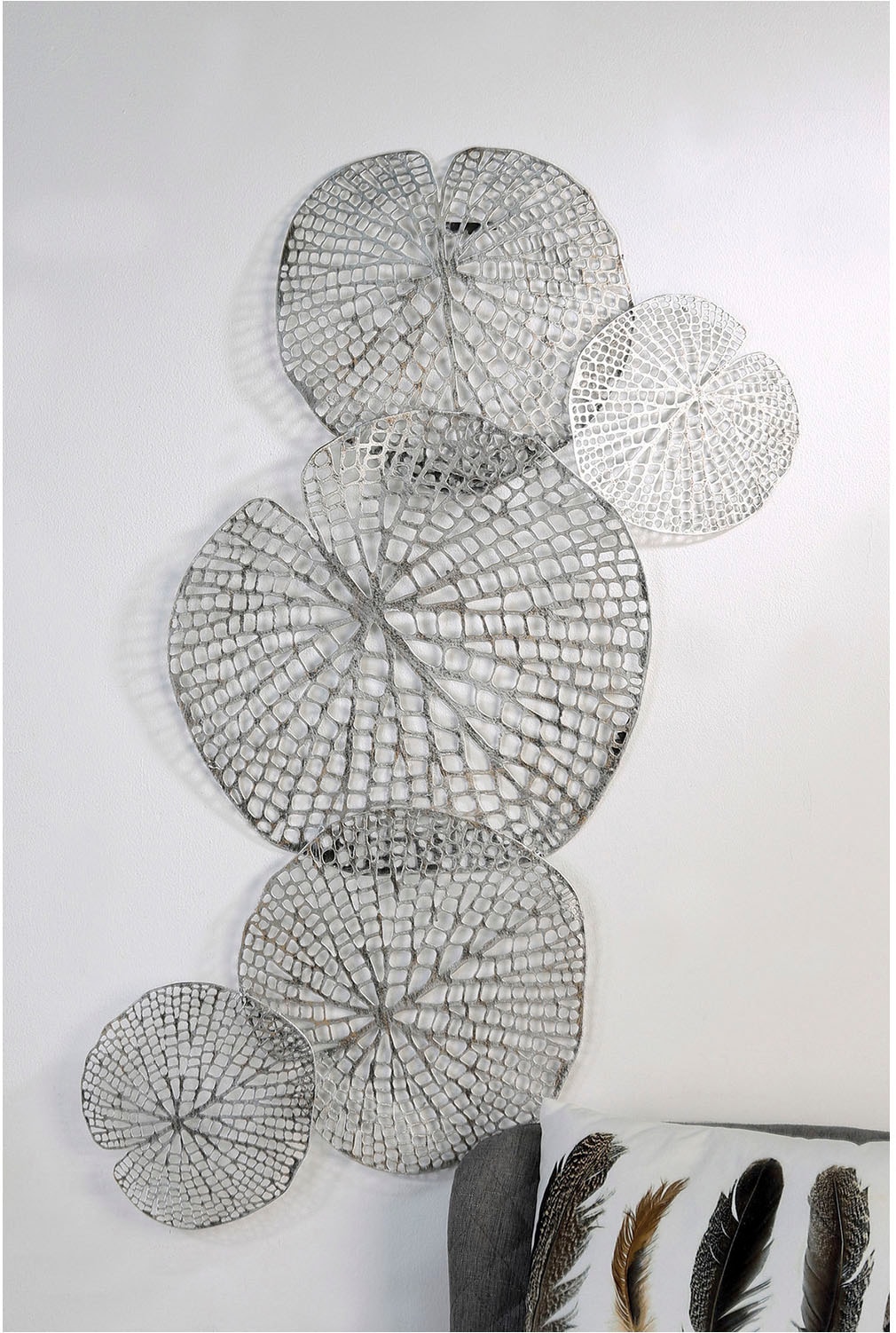 Casablanca by Gilde Wanddekoobjekt »Wandrelief Leafs silberfarben H. 94 cm«, (1 St.)