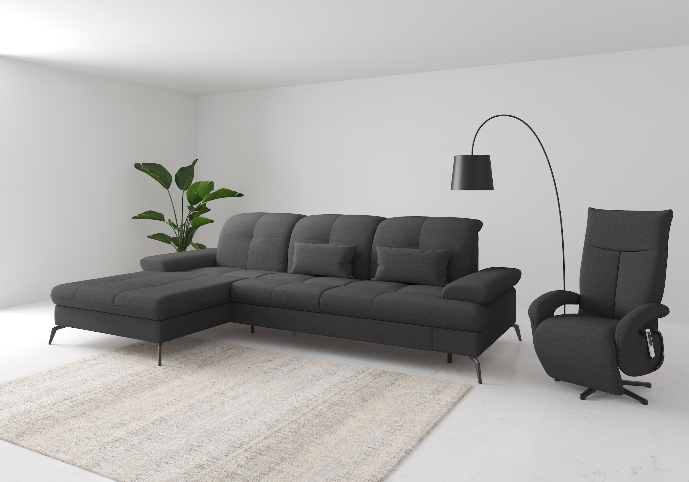 sit&more Ecksofa »Amica, L-Form, inkl. Sitztiefenverstellung & Armteilverstellung« wahlweise mit Bettfunktion, Bettkasten und Kopfteilverstellung