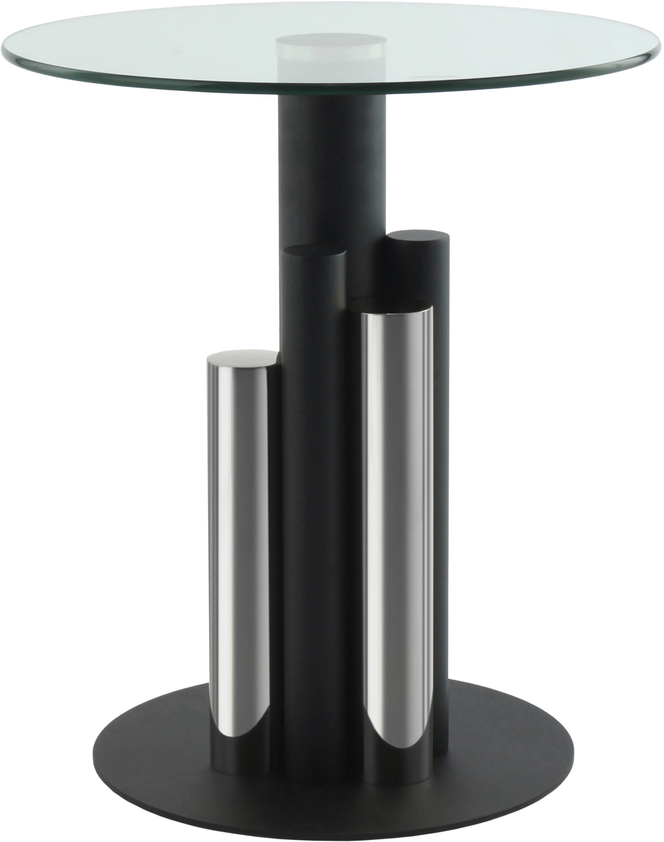 Kayoom Beistelltisch »Ontario 225, Runde  Glasplatte aus Sicherheitsglas, 100% Edelstahl« 1 Stk. tlg. Modernes Design, zweifarbiges Säulengestell, Eyecatcher Element
