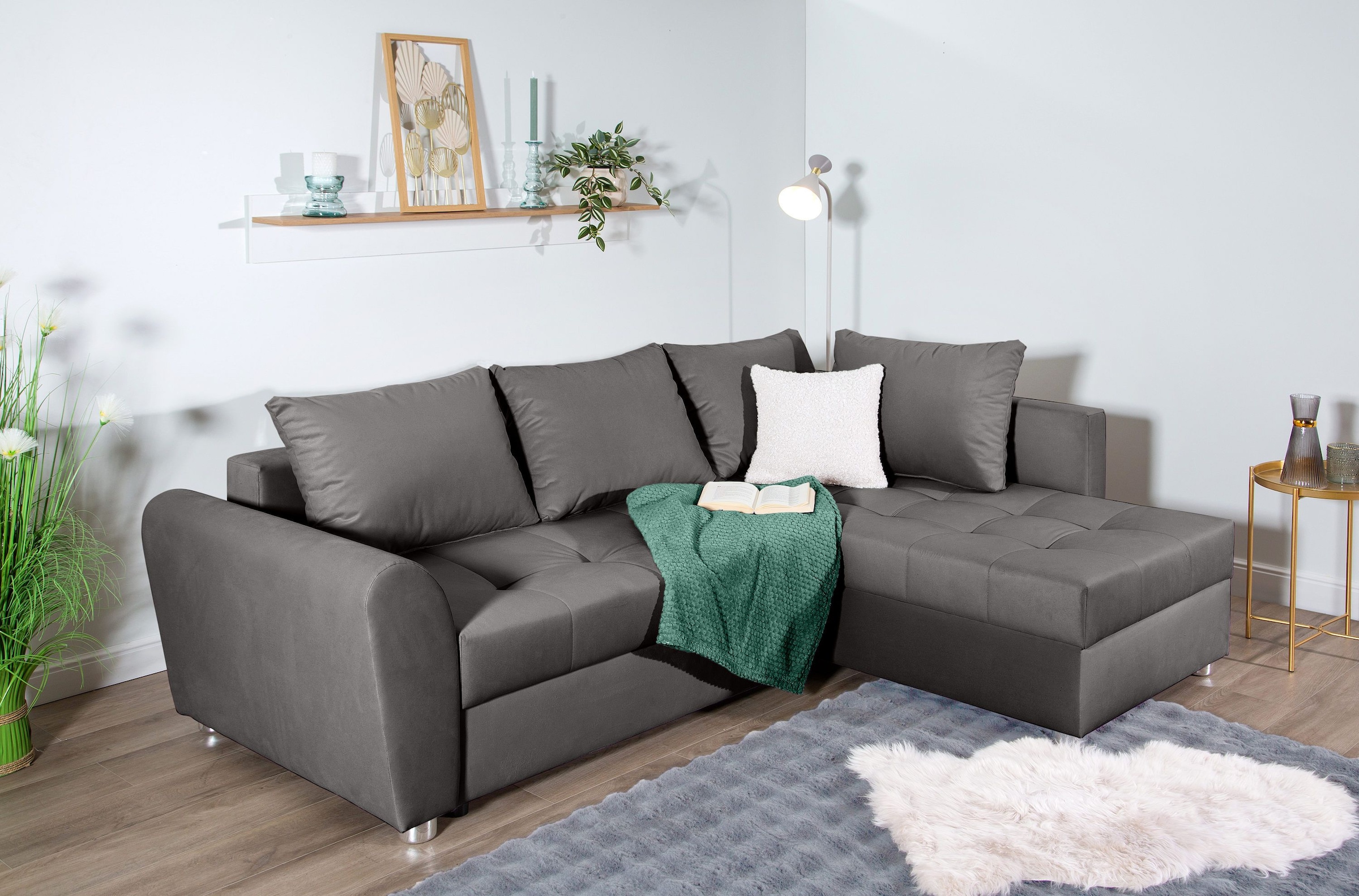 COLLECTION AB Ecksofa »Jana L-Form«, inkl. Bettfunktion,Bettkasten und Bonnelfederkern