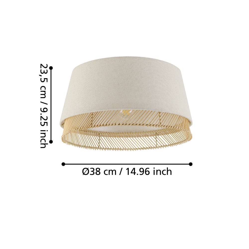 EGLO Deckenleuchte »TABLEY«, 1 flammig, Leuchtmittel E27 | ohne Leuchtmittel, Deckenleuchte, Wohnzimmerlampe, Leinen und Bambus, Aufbaulampe, Ø 38cm