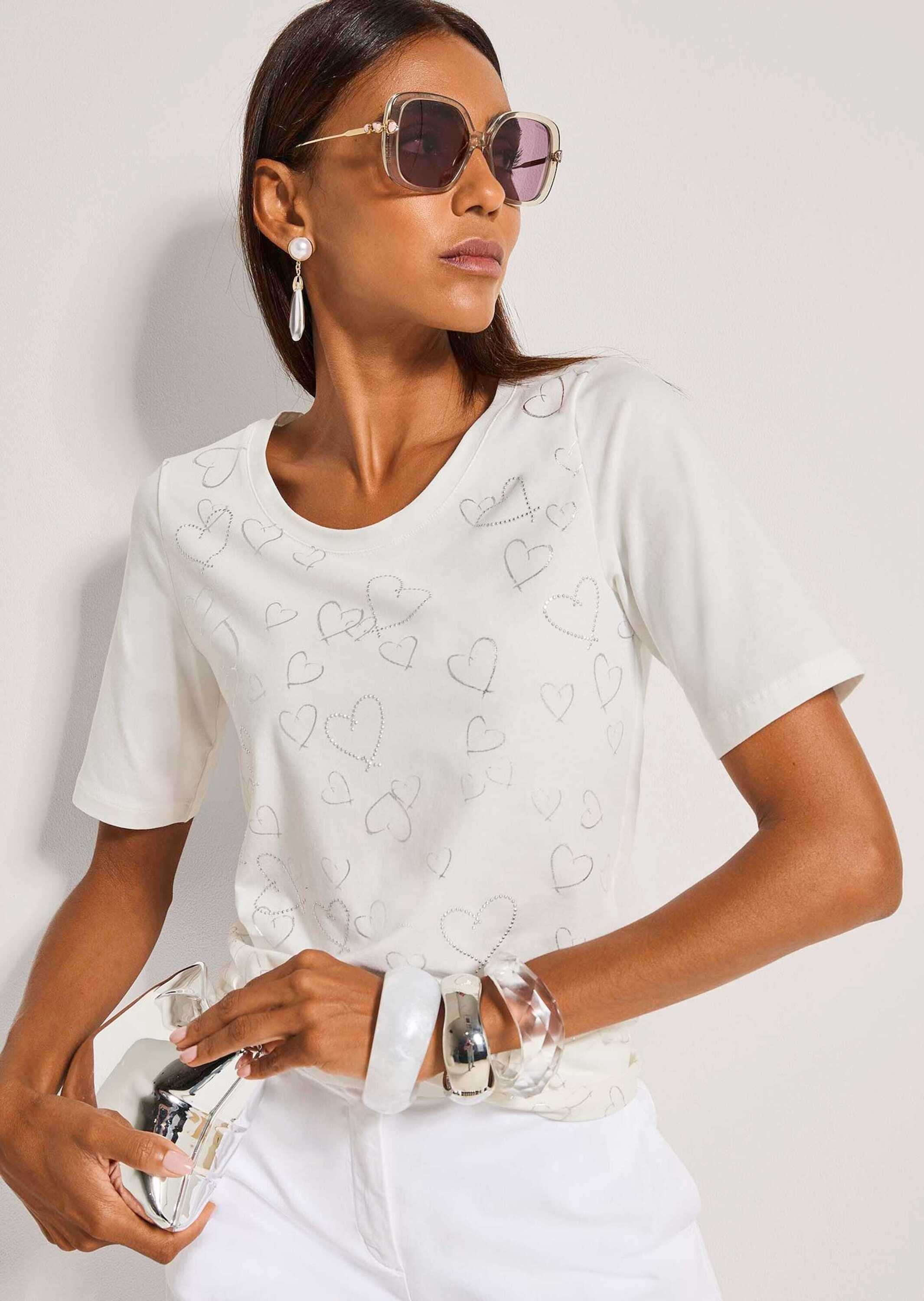 MADELEINE Kurzarmshirt »Shirt Print-Shirt mit Rundhals, Kurzarm« Strasssteine