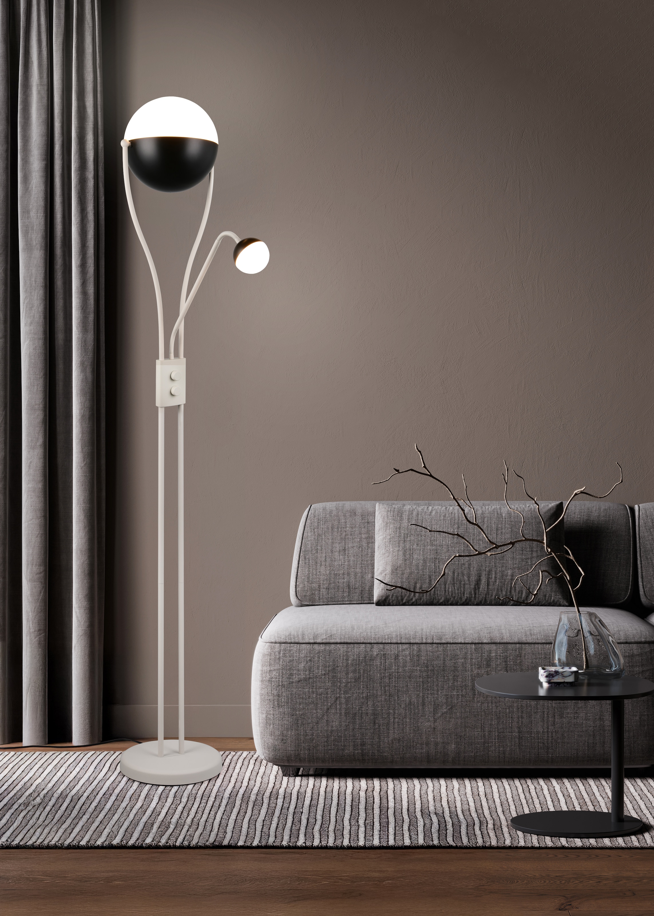 TRIO Leuchten LED Stehlampe »CHRIS, LED Stehleuchte, mit Lesearm, Drehdimmer« LED-Board 1 Stk. Warmweiß flexibles Leselicht getrennt schalten + dimmen, warmweißes Licht 3000K