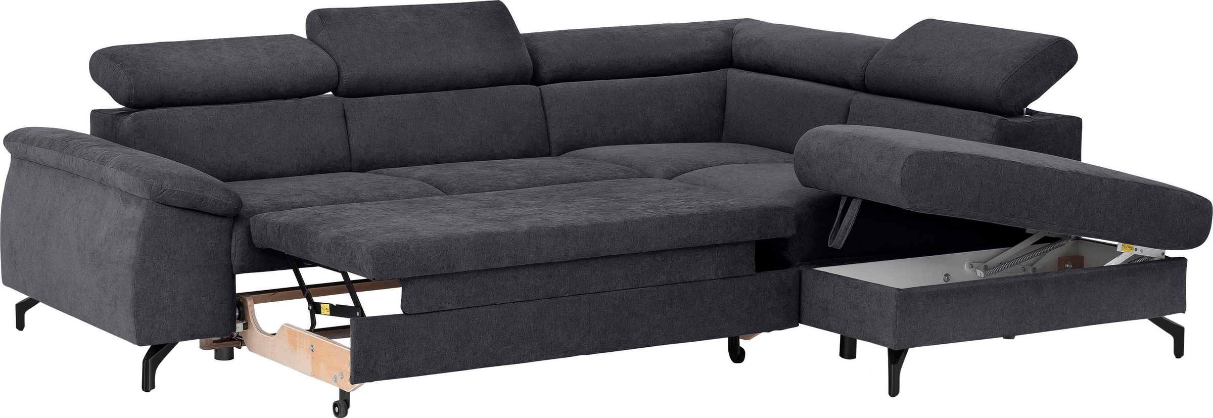 COTTA Polstergarnitur »Komaris L-Form«, (Set), Set bestehend aus: Ecksofa mit Kopfteilverstellung & Hocker