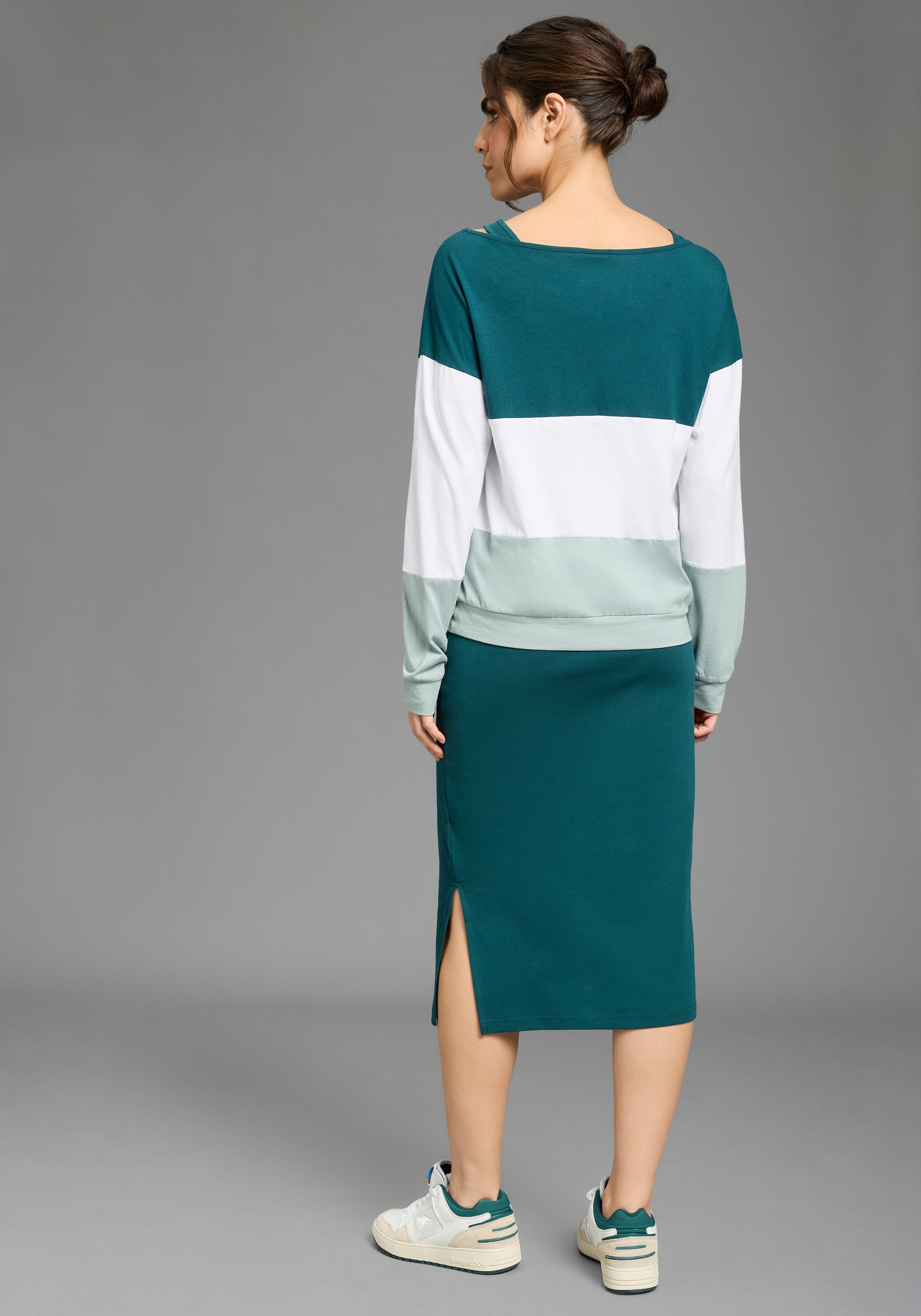 KangaROOS 2-in-1-Kleid Set, 2 tlg. tlg. mit Streifenshirt im Lagenlook