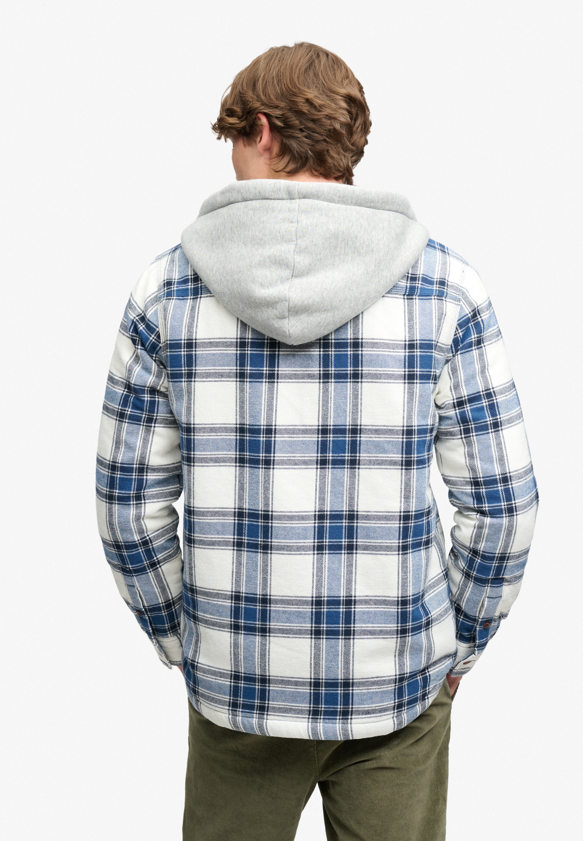 Superdry Langarmhemd »BORG LINED HOODED OVERSHIRT« Baumwollmischung, relaxed fit