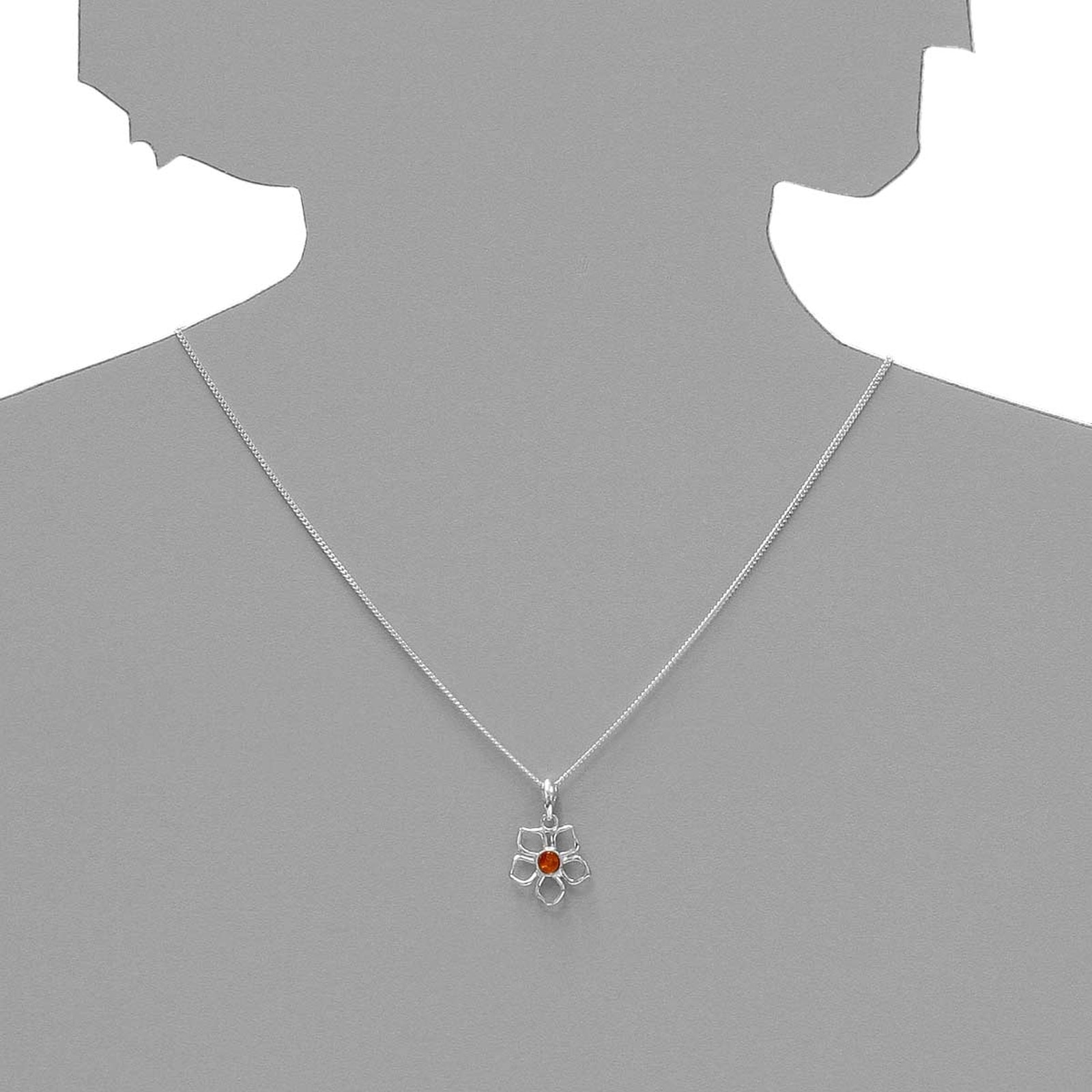 OSTSEE-SCHMUCK Kette mit Anhänger »- Blüte 17 mm - Silber 925/000 - Bernstein«