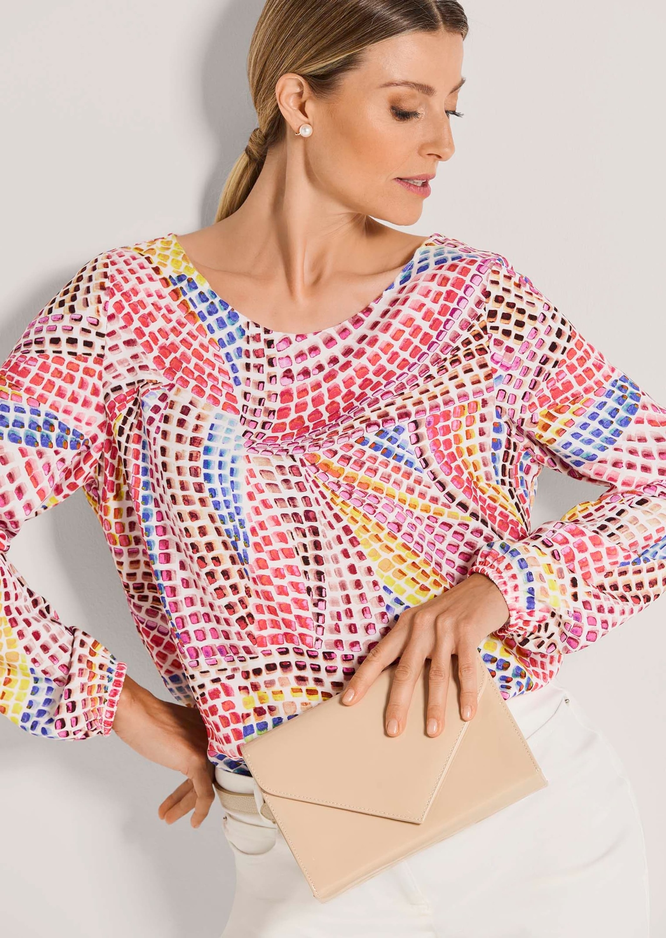 MADELEINE Langarmbluse »Bluse Multicolor-Bluse mit Punkten, Langarm«
