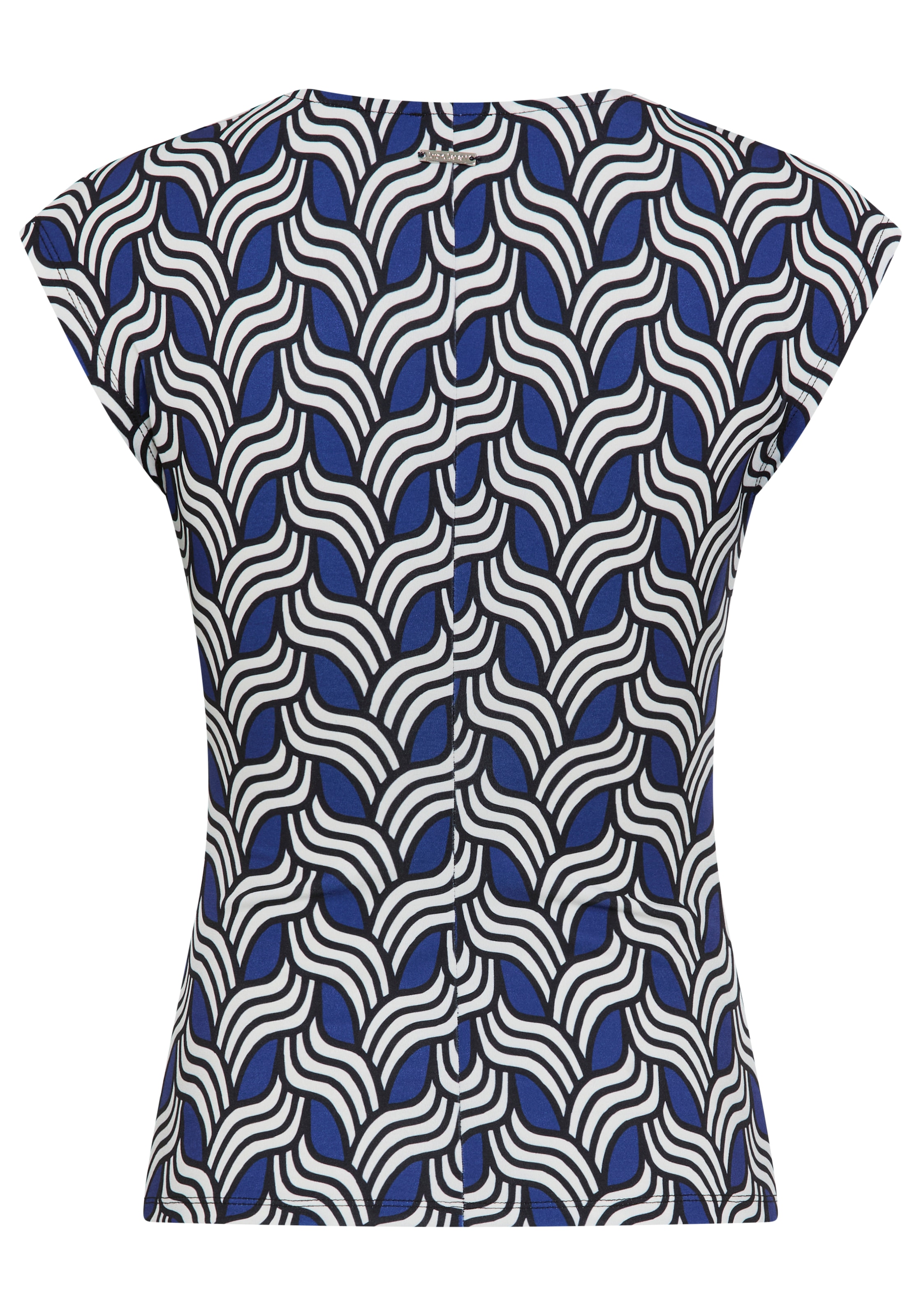 Bruno Banani Print-Shirt mit Schmuckelement, eleganter V-Ausschnitt, figurbetont