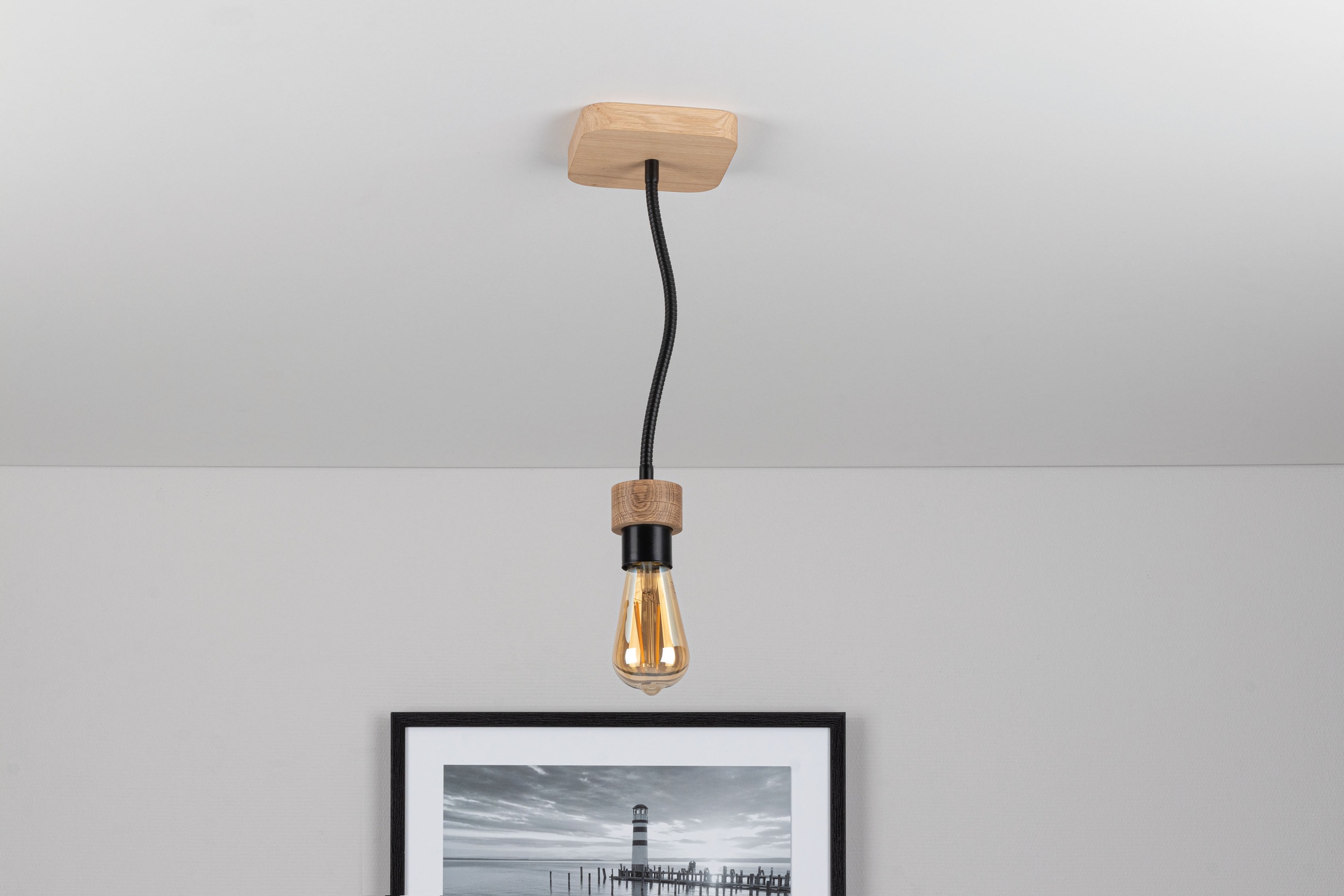 BRITOP LIGHTING Deckenleuchte »ALLUMER FLEX«, 1 flammig, Leuchtmittel E27 | Leuchtmittel wechselbar-ohne Leuchtmittel, Basis aus Eichenholz mit FSC®-Zertifikat, flexibel verstellbar