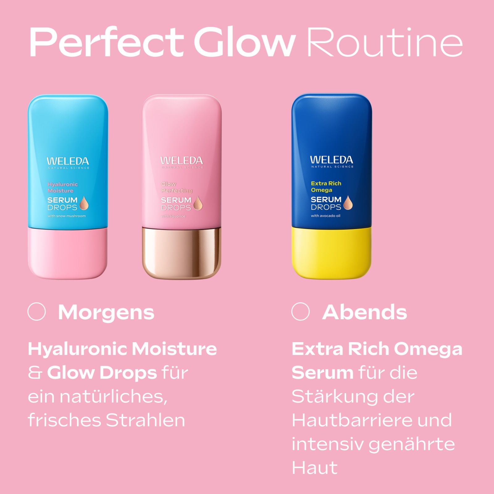 WELEDA Gesichtsserum »GLOW PERFECTING SERUM DROPS« für mehr Glow und ein ebenmäßiges, natürlich perfektioniertes Hautbild