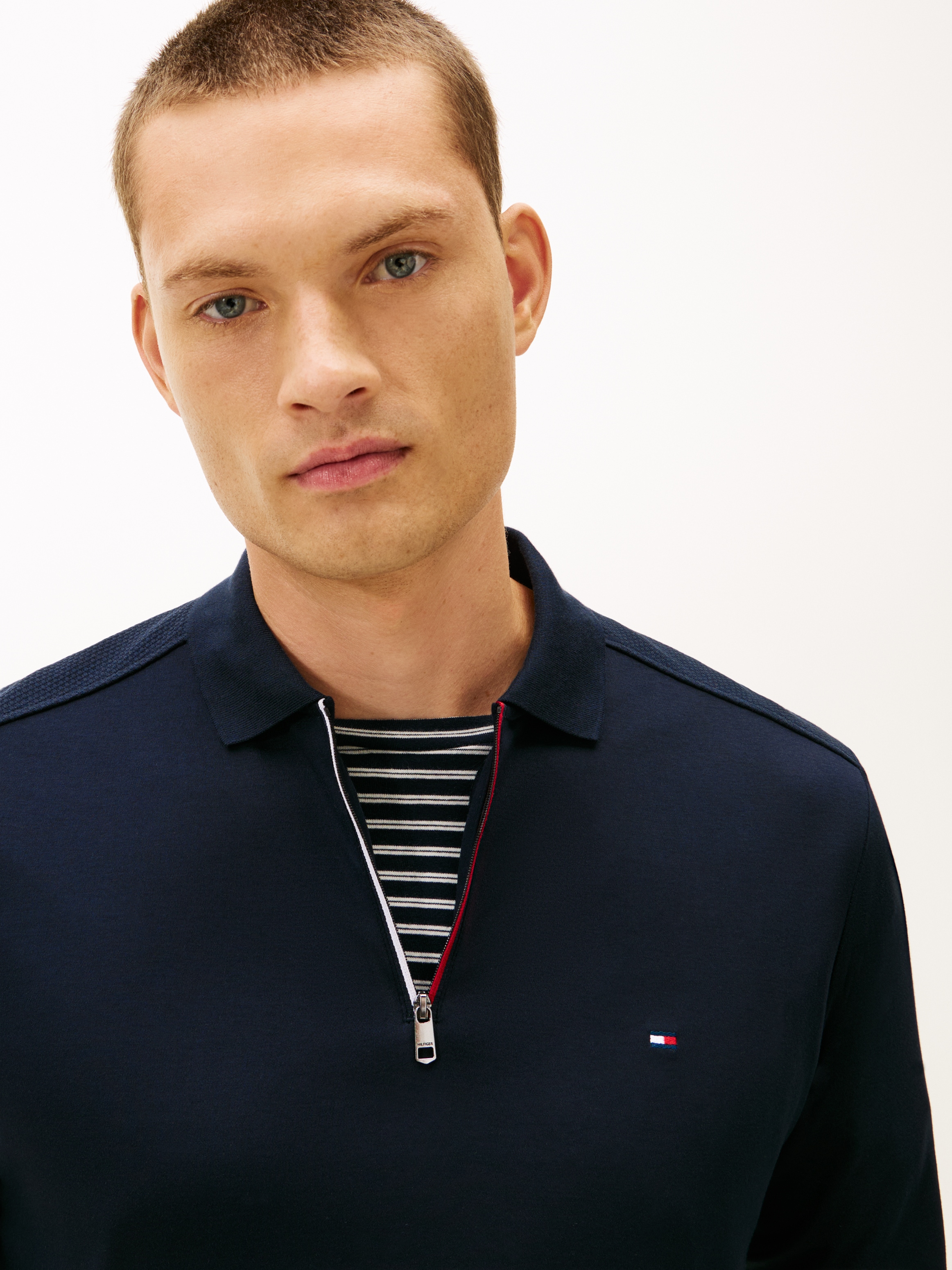 Tommy Hilfiger Langarm-Poloshirt »LIQUID RWB ZIP« Polokragen mit Reißverschluss, regular fit