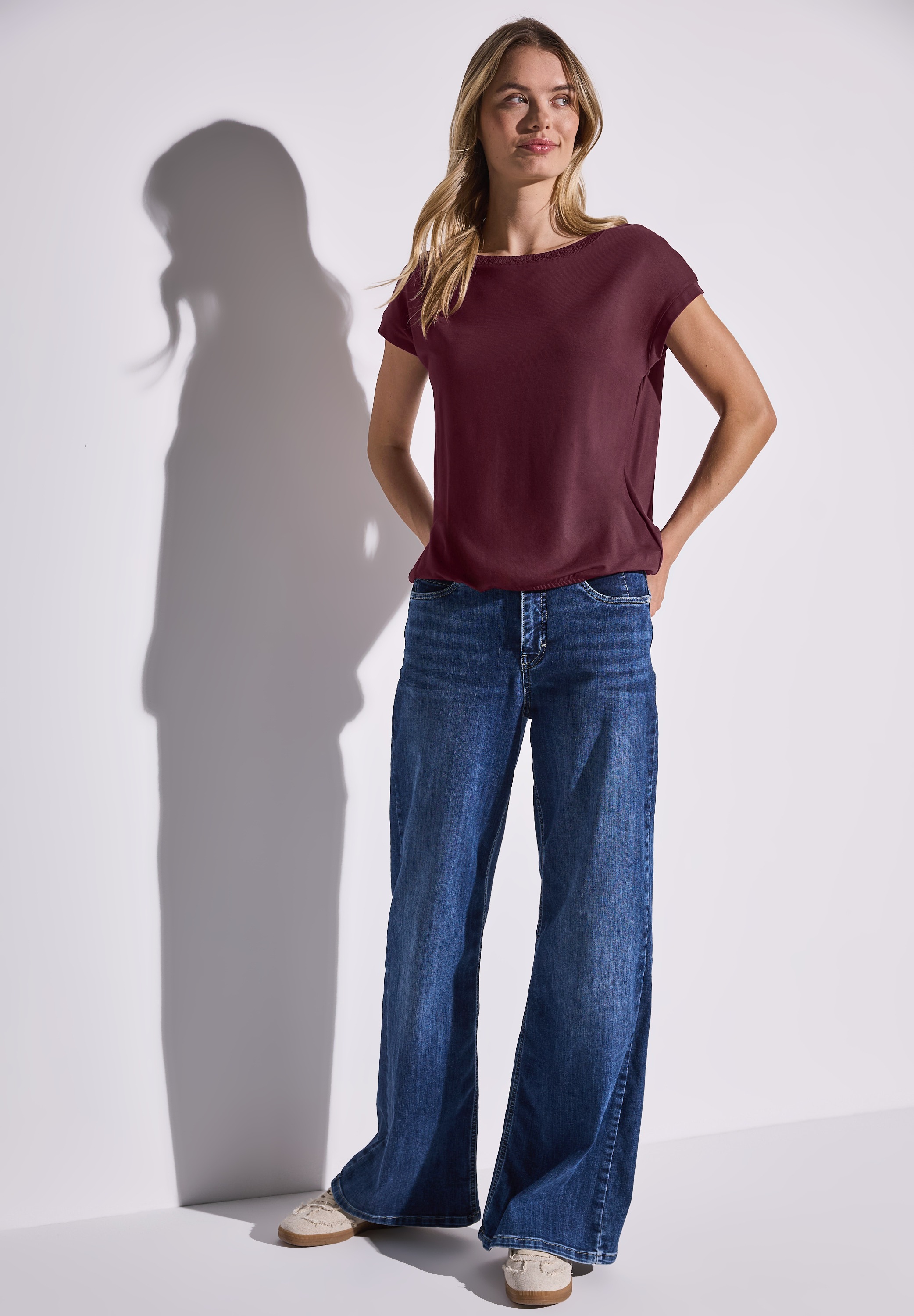 STREET ONE T-Shirt, mit Dekortape und elastischem Saum