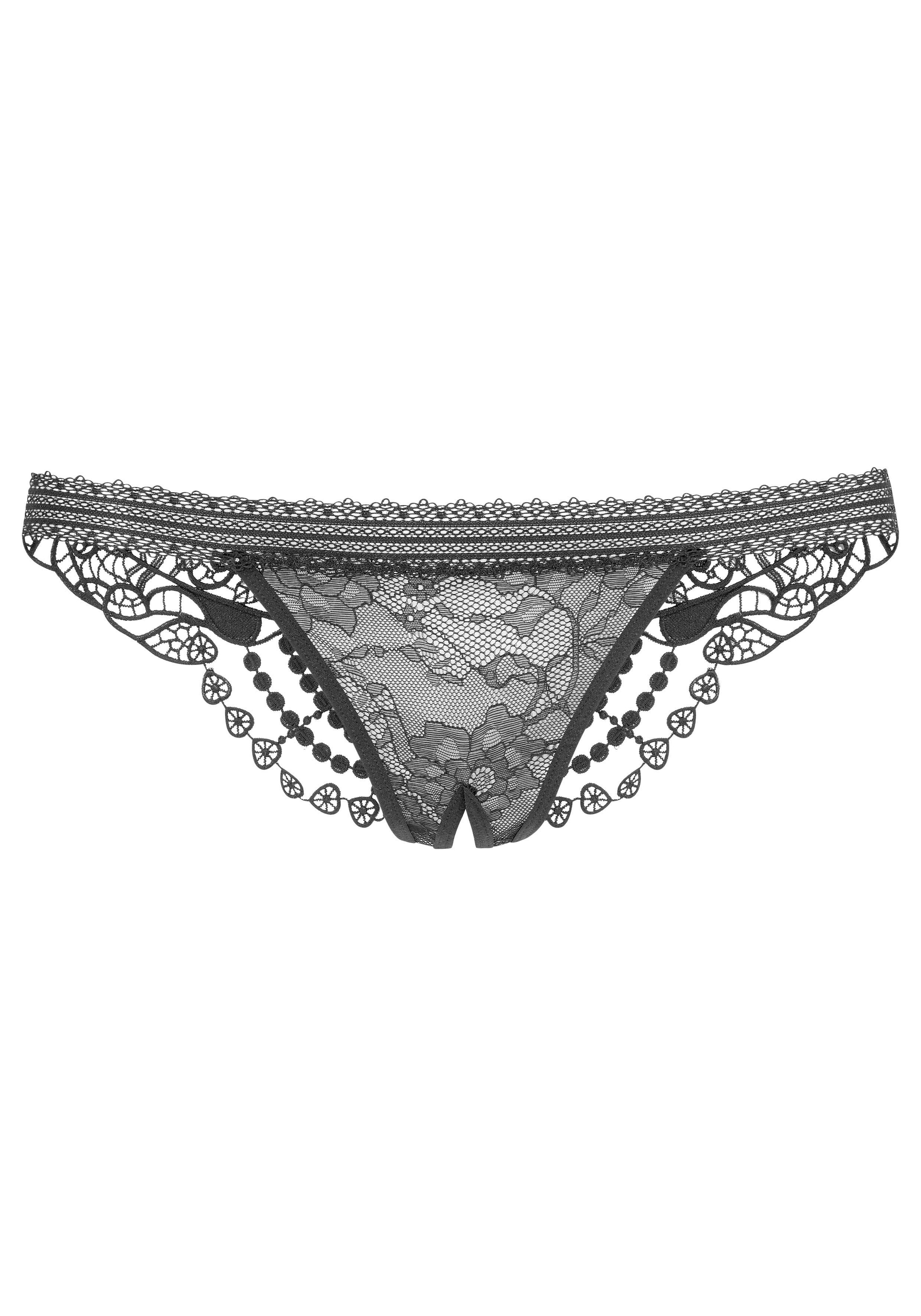 petite fleur gold String-Ouvert, Dessous mit edler Guipure Stickerei