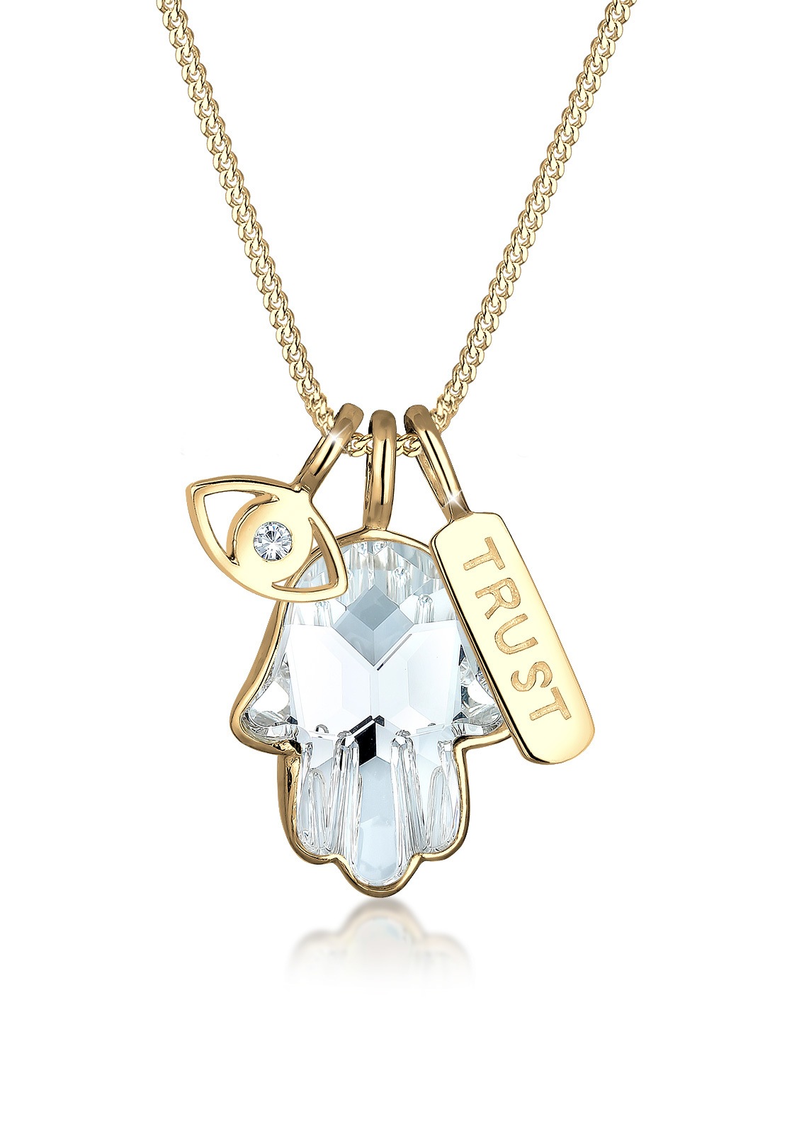 Elli Collierkettchen »Hamsa Evil Eye Kristalle 925 Silber«