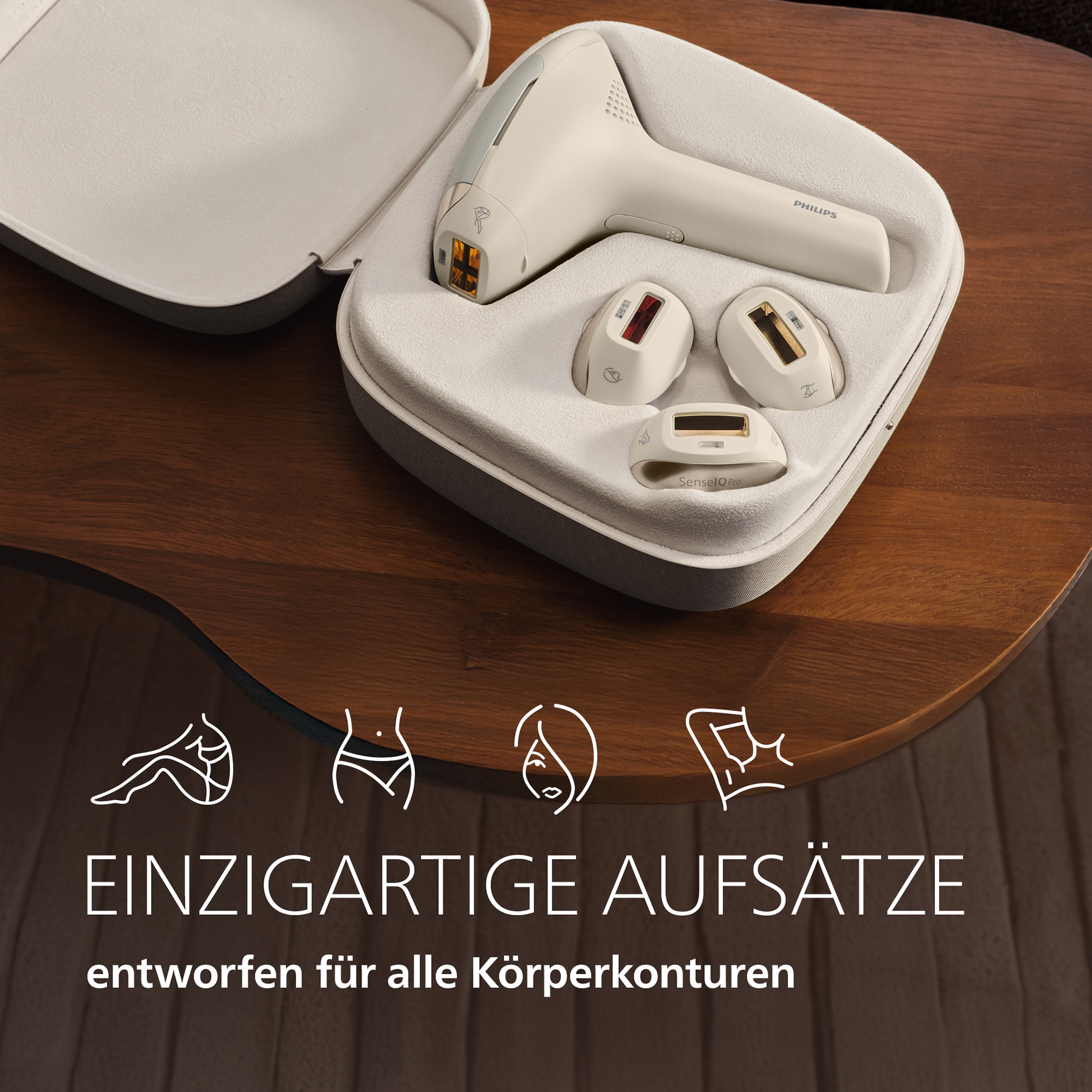 Philips IPL-Haarentferner »Philips Lumea Series 9900 Pro BRC342/00, NEUHEIT« 4 Aufsätze (Körper, Gesicht, Achseln, Bikinizone), Audioführung