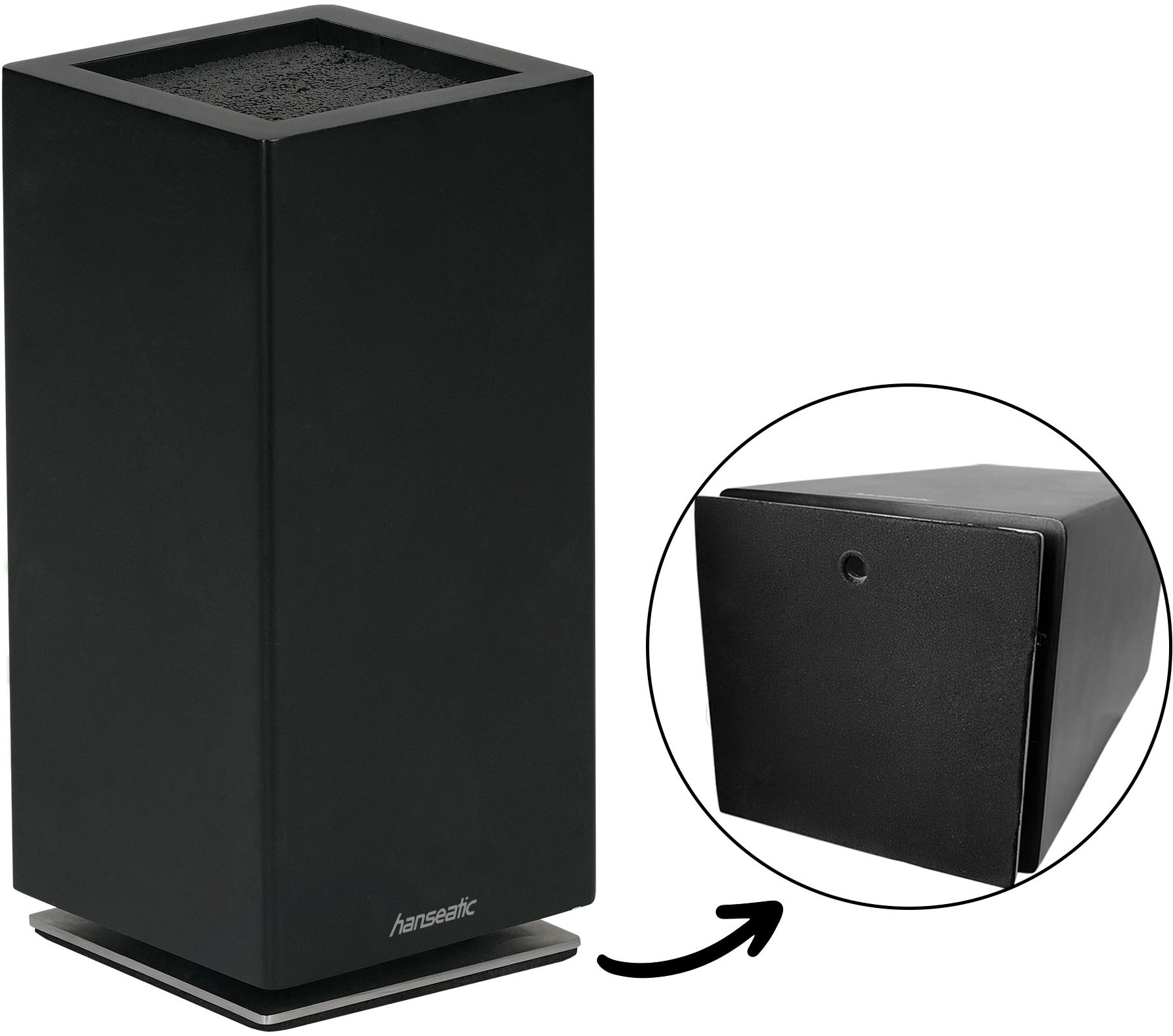 Hanseatic Magnet-Messerblock »hanseatic PREMIUM, aus Gummibaumholz, Messerblock Set, 6-tlg.« 6 Stk. elegantes Design, herausnehmbarer Borsteneinsatz, 360-Grad-drehbar