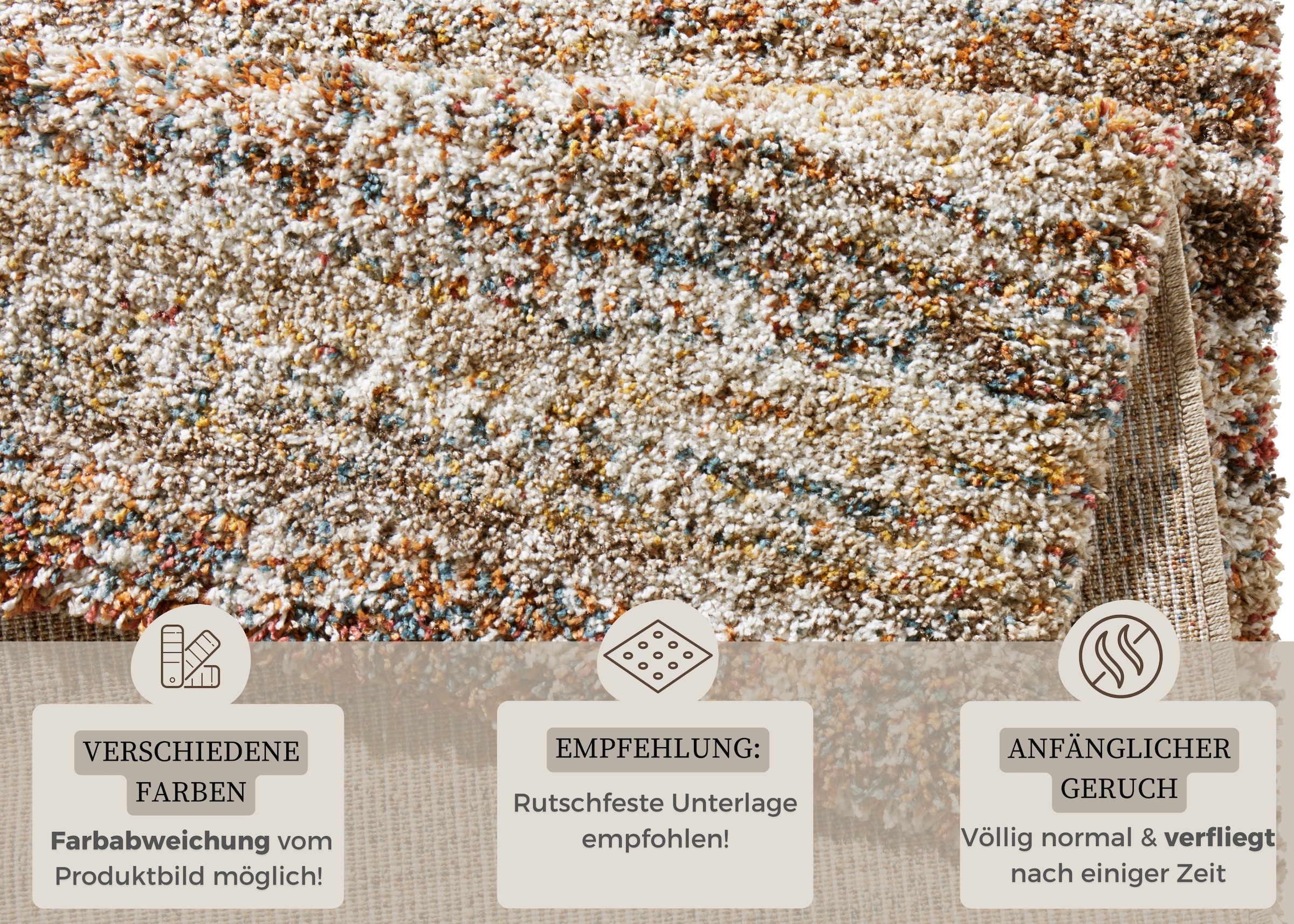 HANSE Home Hochflor-Teppich »Granite«, rechteckig, 25 mm Höhe, Teppich, Hochflor, Shaggy, Weich, Flauschig, Wohnzimmer, Schlafzimmer
