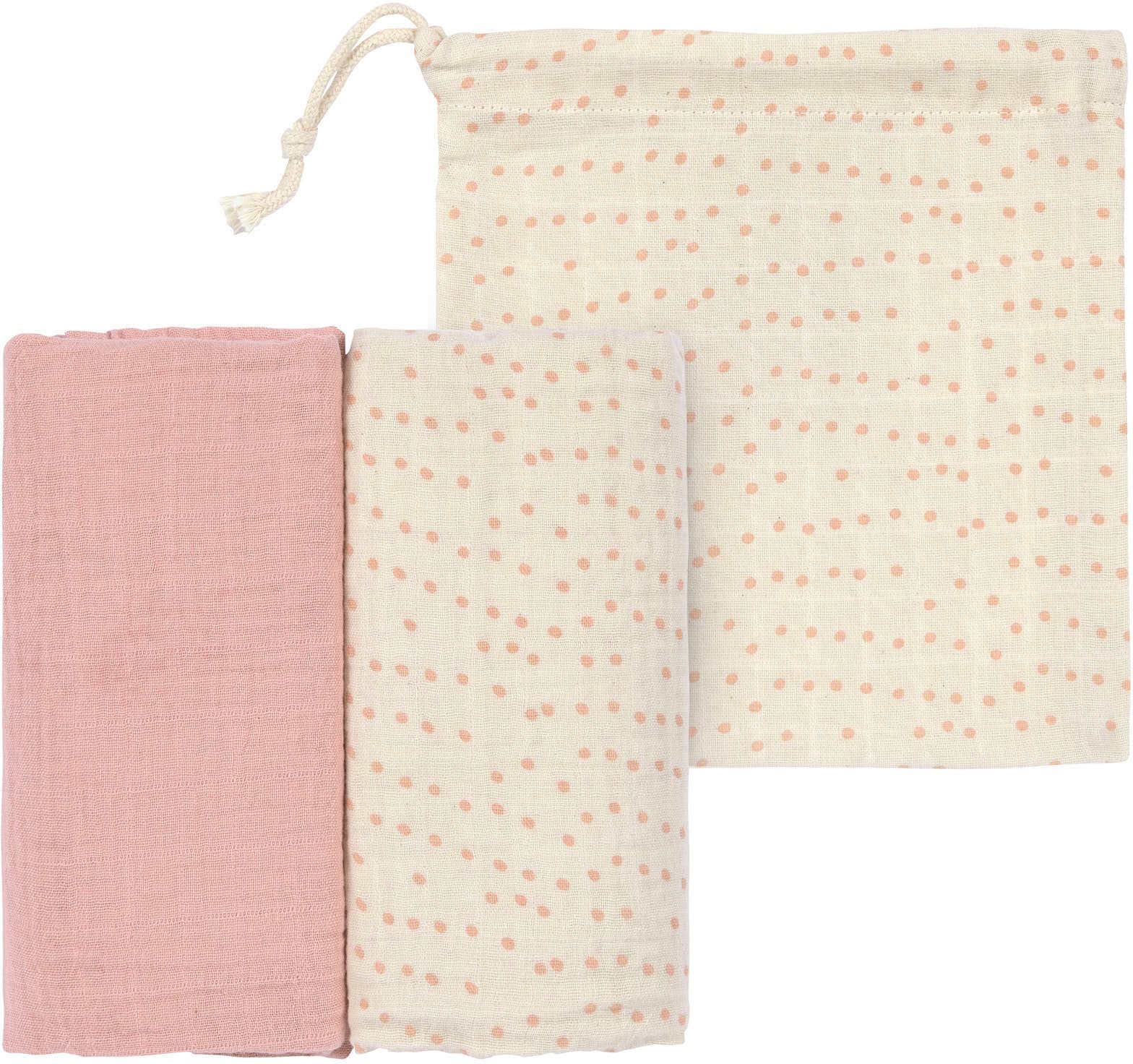 Lässig Stoffwindeln »LÄSSIG X Raddis® Cotton, Einschlag- und Mulltuchset L, Rose«, (Set, 3...