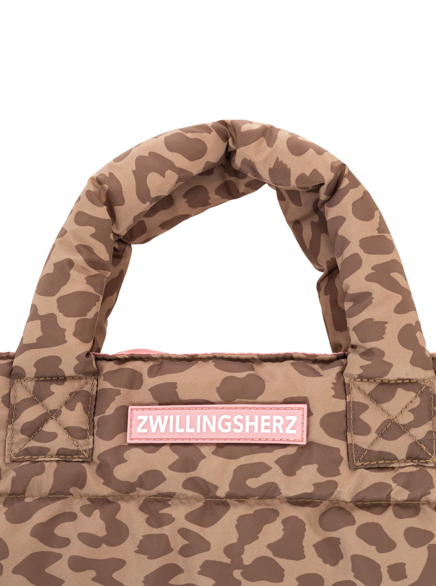 Zwillingsherz Tragetasche »"Leo allover"« Animalprint, pinkes Logo, abnehmbarer Schulterriemen