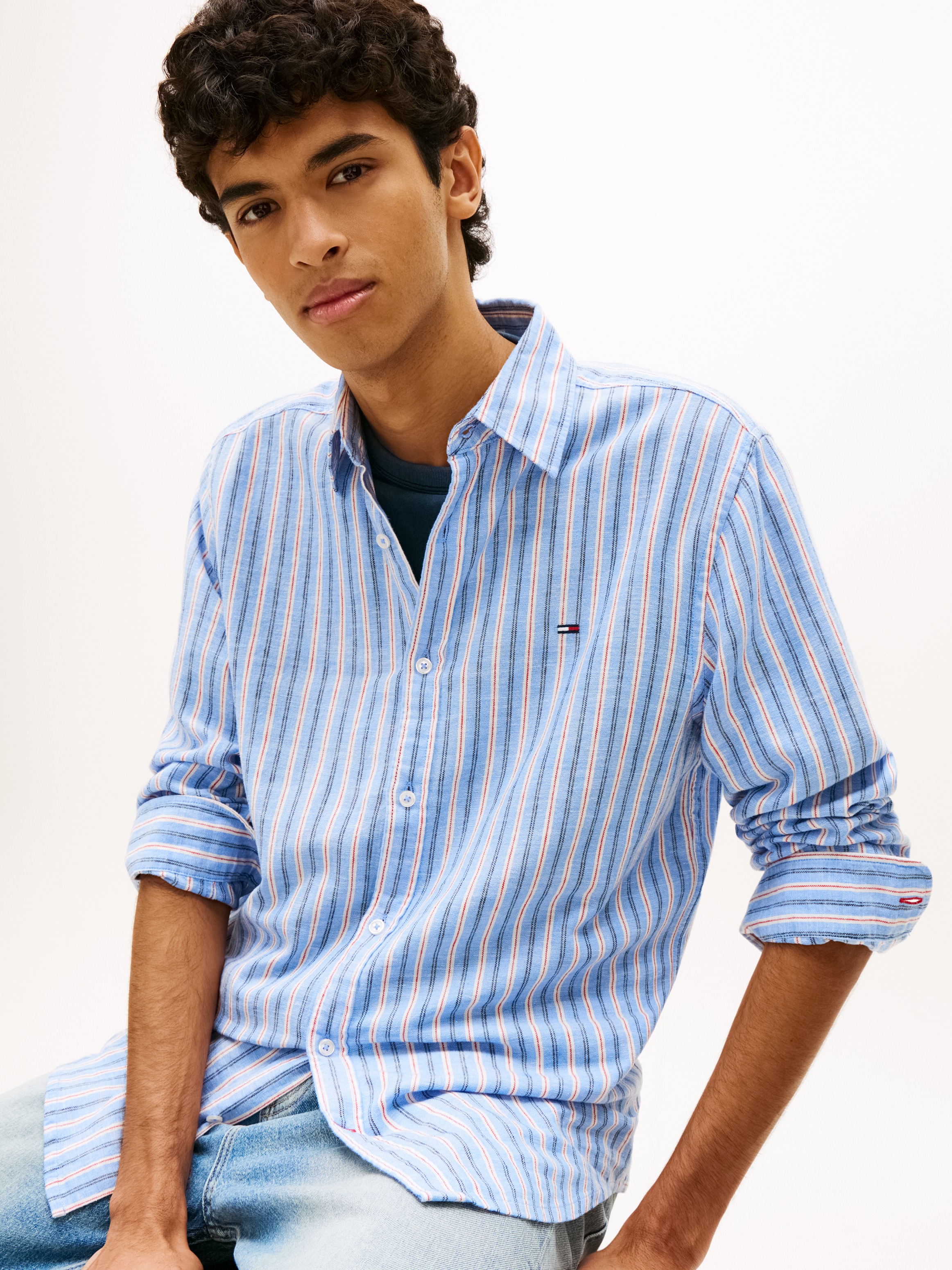 Tommy Jeans Langarmhemd »REGULAR LINEN MIX STRIPES« Regular fit mit Streifenmuster