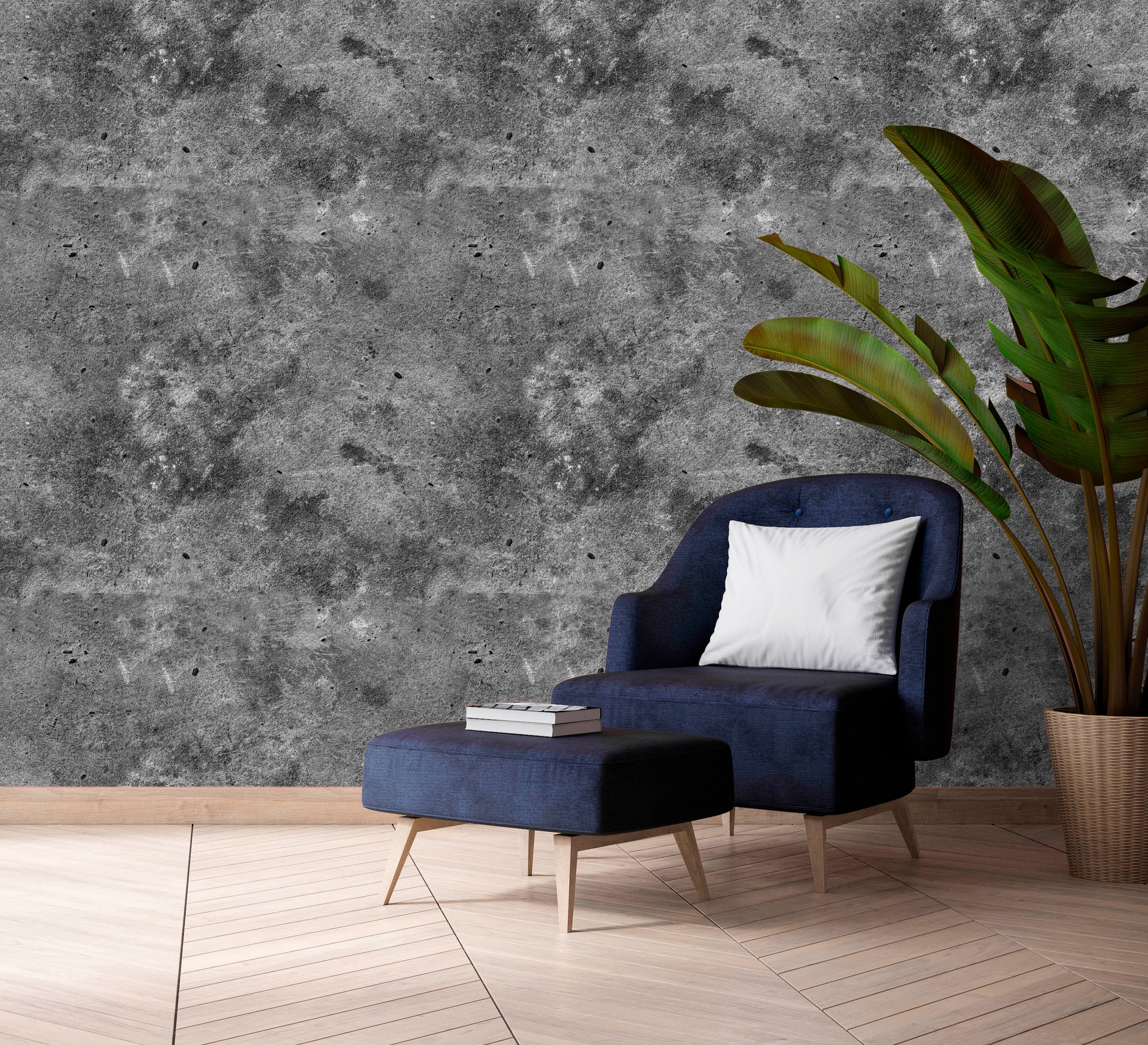 queence Vinyltapete »Meredith«, bedruckt-clean-unifarben-minimalistisch-Abriebeffekte-Steinoptik, 90x250cm, selbstklebend, kinderleichte Anbringung, Sticker